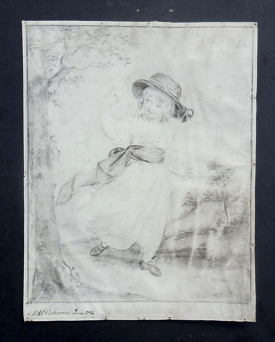 Antique C18th Georgian George III Plumbago & Vellum Sketch Signed & Dated 1794