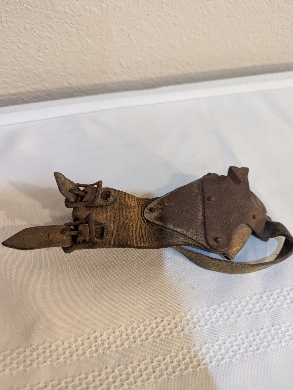 Antique Handheld Corn Husker Shucker Leather Metal