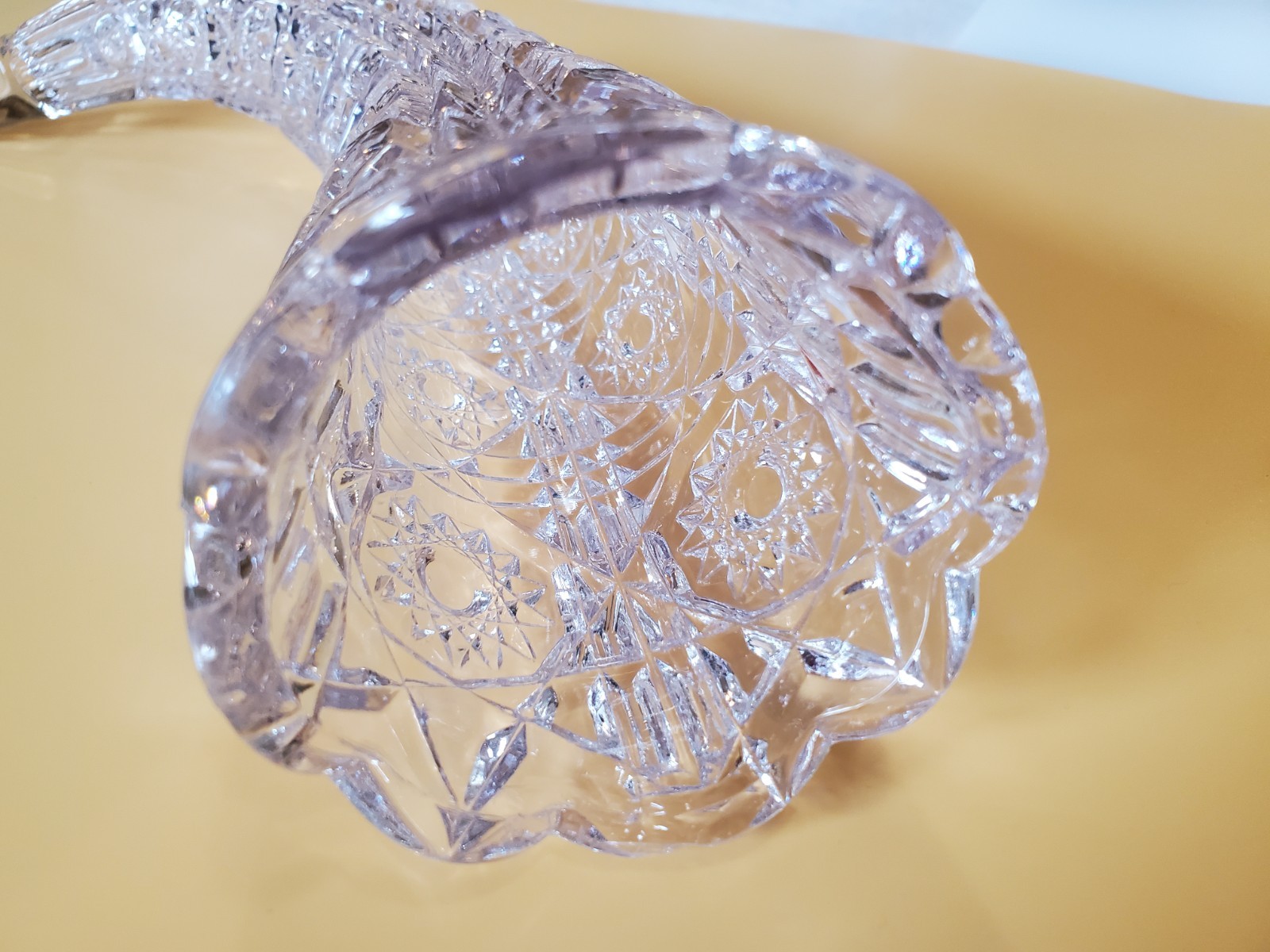 Pressed Glass Cornucopia Hanging Horn Vase Sunburst Hobstar