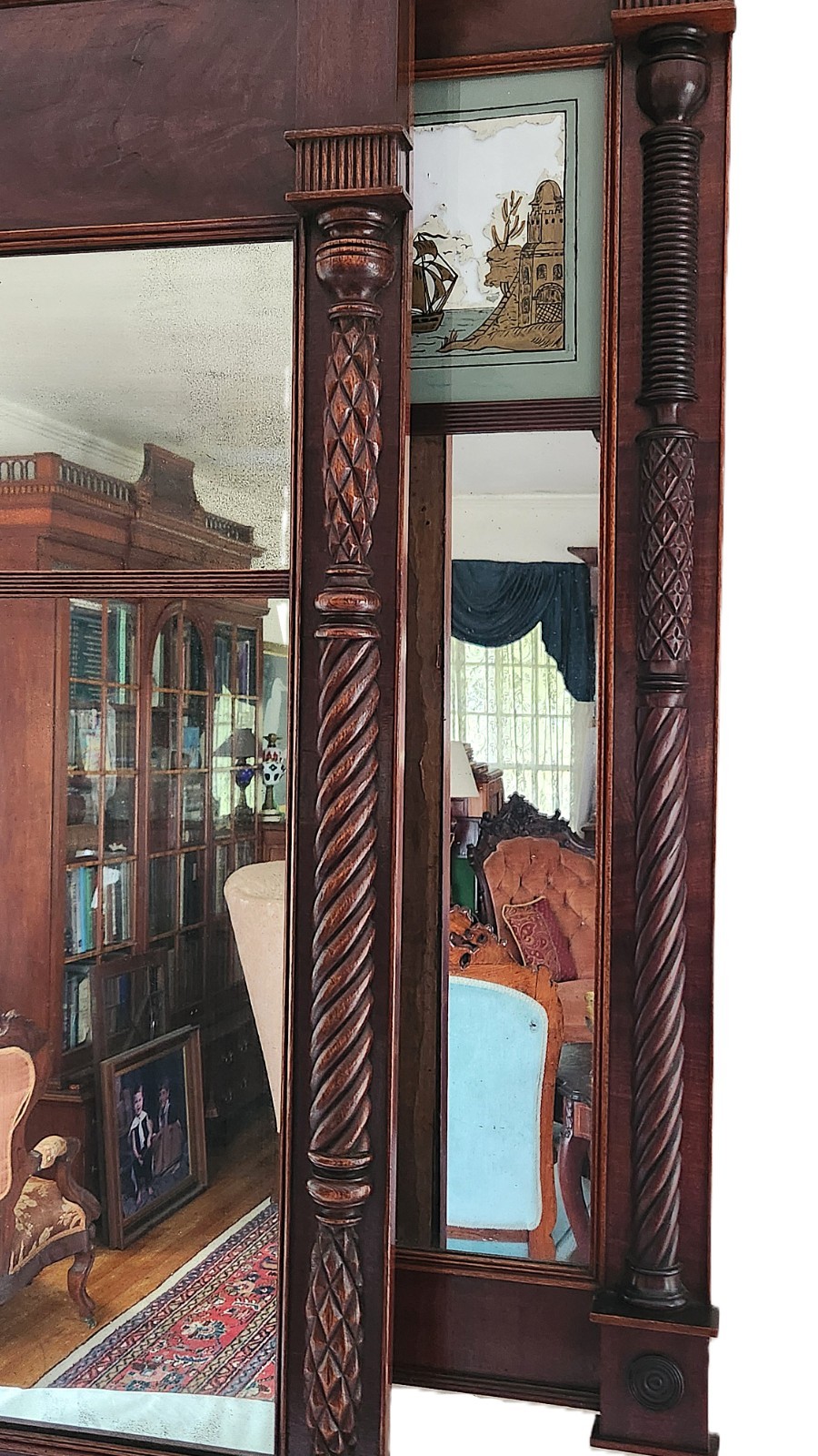 Nr Pair Pier, Trumeau MIRROR, Looking Glass, F Stoppani, NYC, Federal c1820, 50″