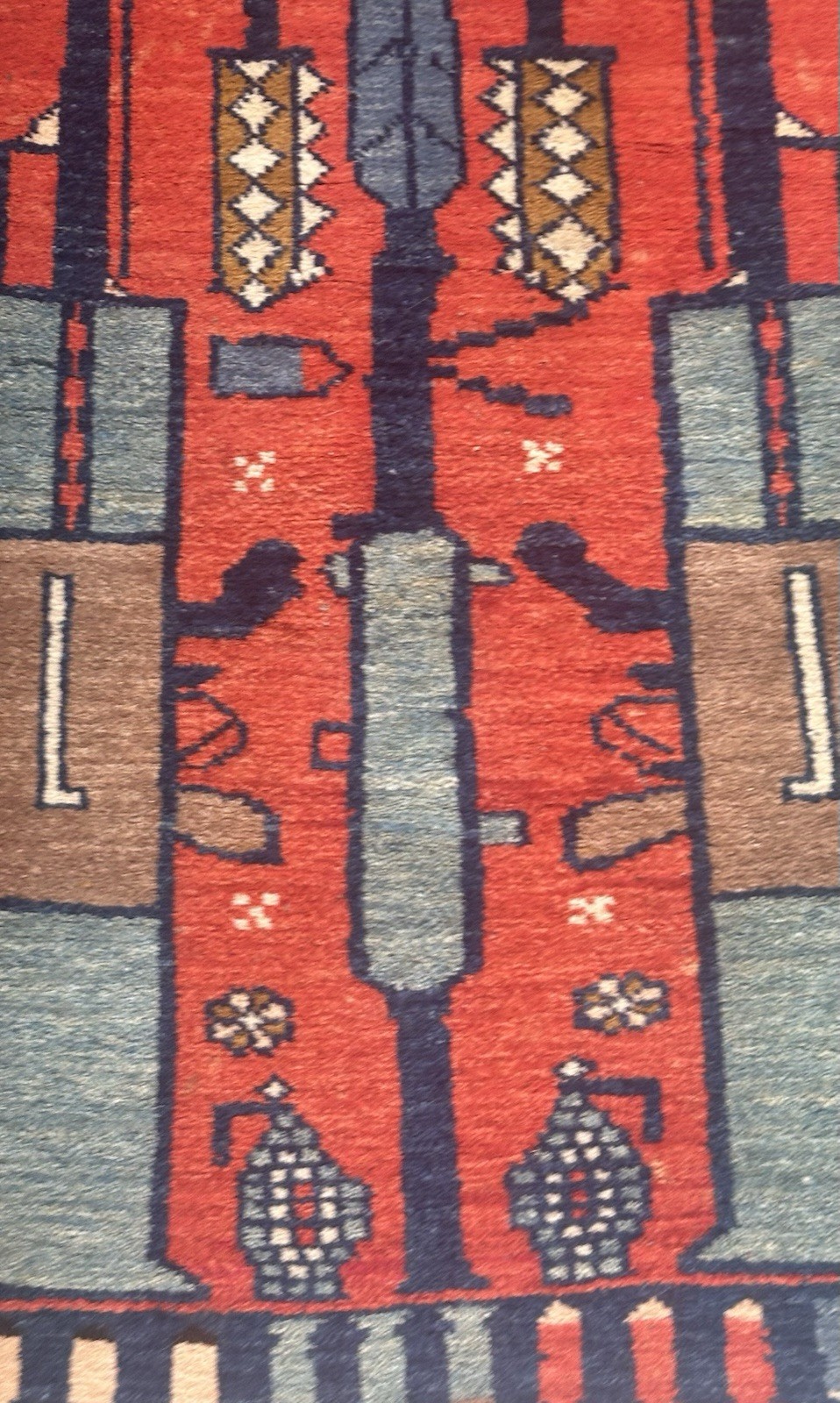 Vintage Afghan Soviet Tribal War Fringed Rug Handwoven Wool Art Carpet (2×3 ft.)