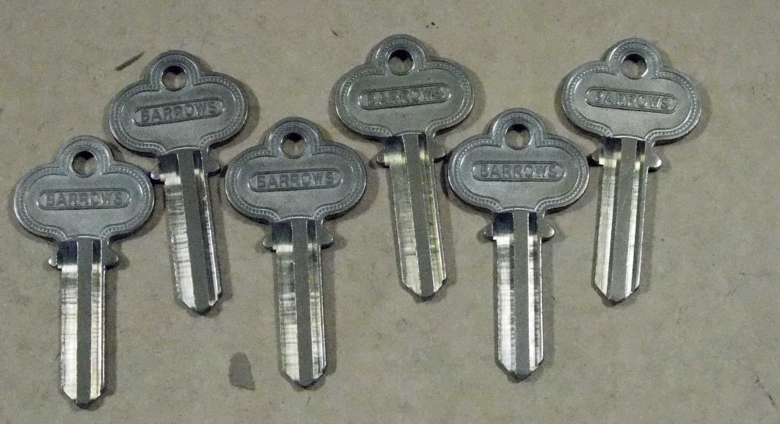 New old stock key blanks marked Barrows