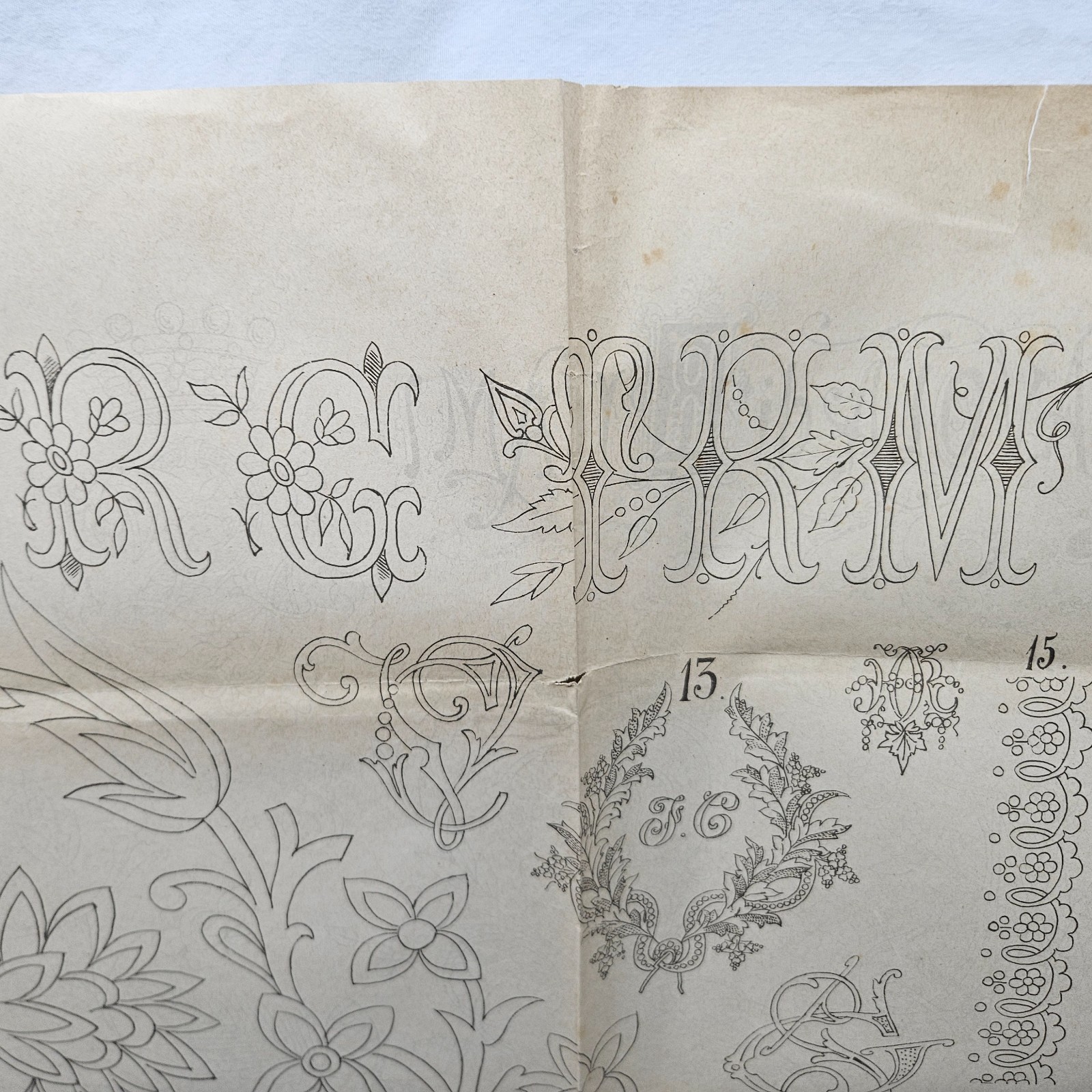 Antique Double Sided Embroidery Pattern From Milano Italy 24 x 34 1/2″