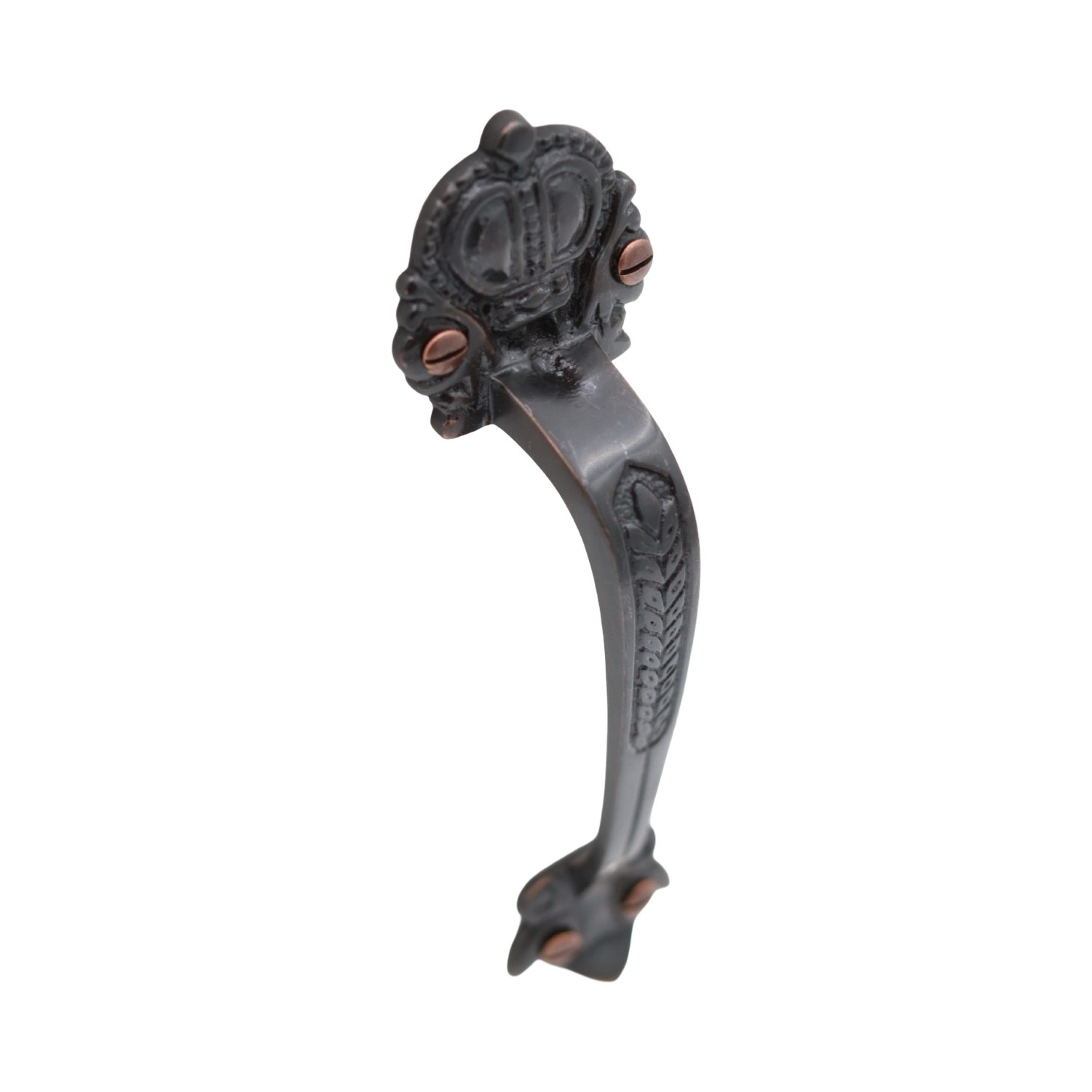 Solid Cast Brass in Oil Rubbed Bronze European Crown Door or Cabinet Pull