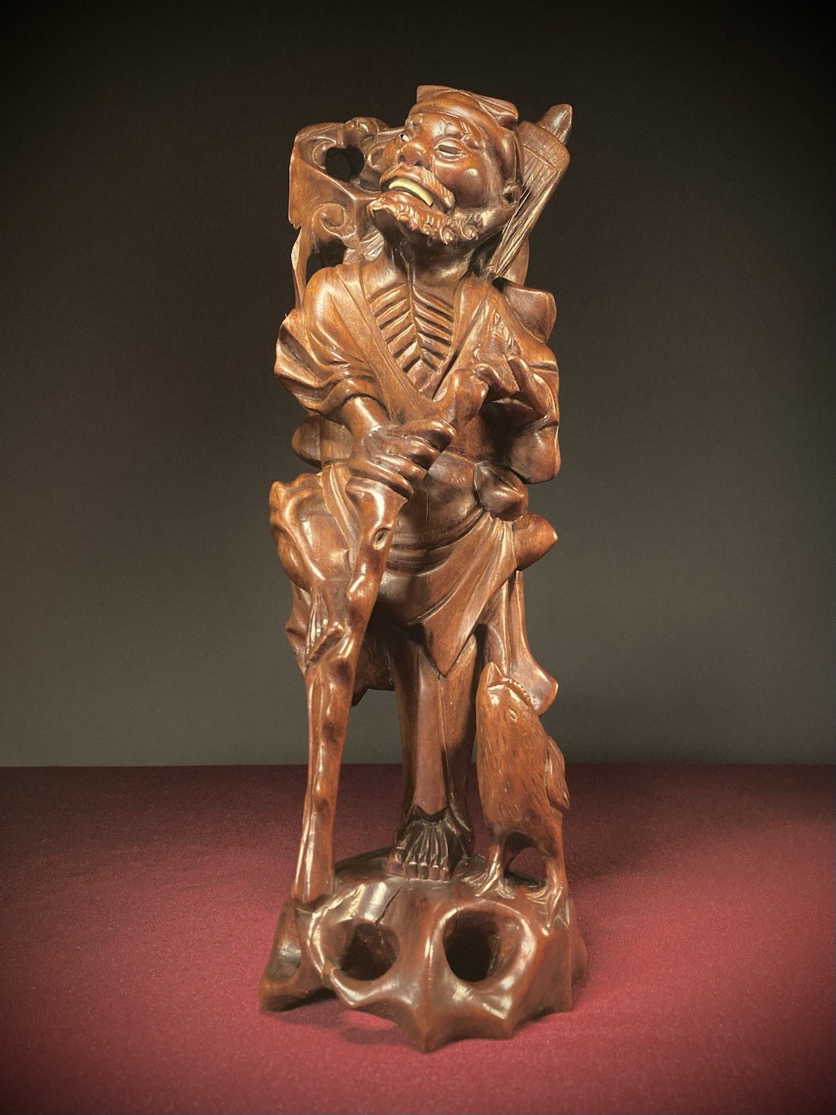 Antique Chinese Rootwood Carving — Lohan / Immortal Figure — 32cm
