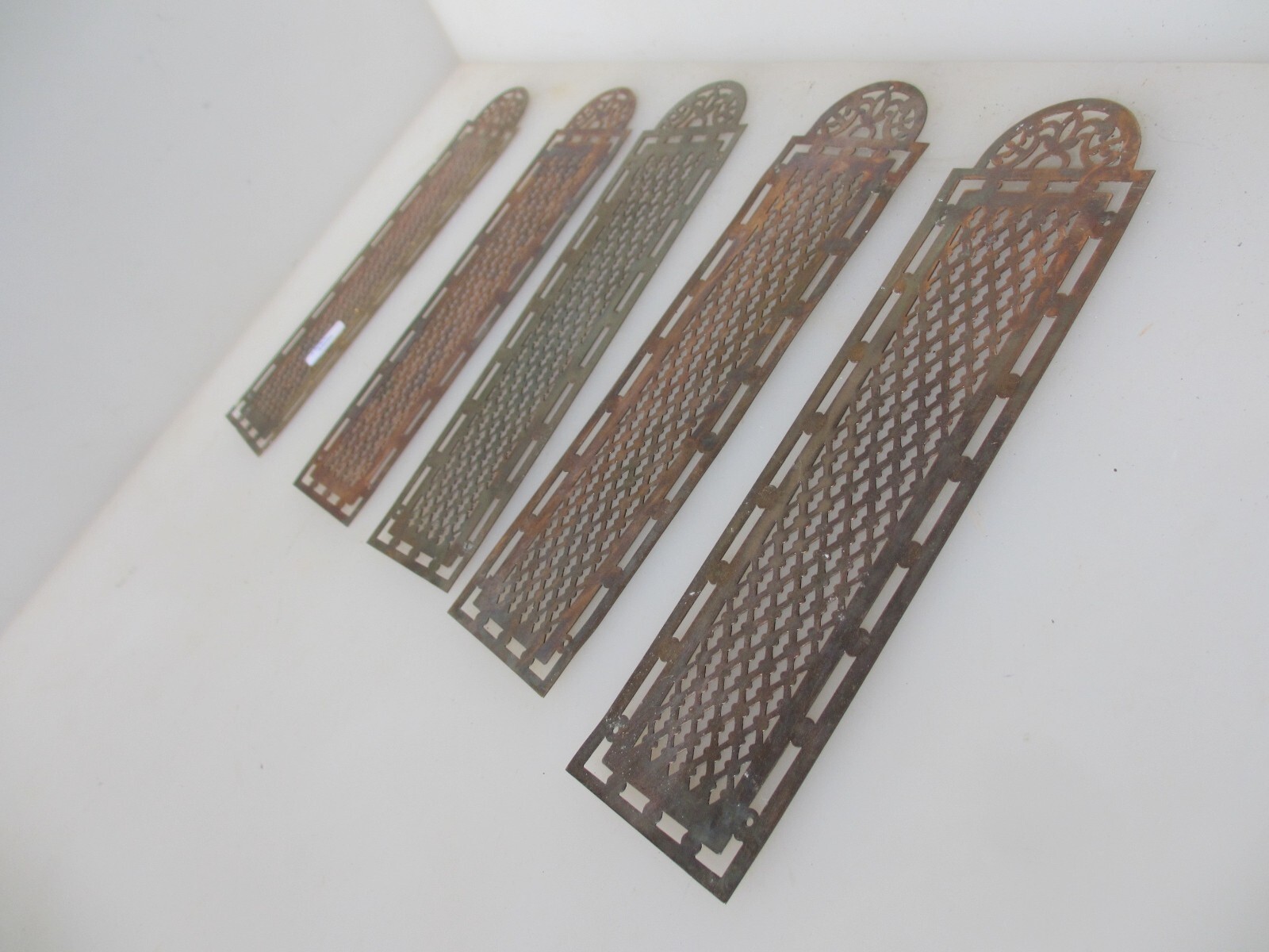 Victorian Brass Pierced Finger Plate Push Door Handle French Antique Old Vintage