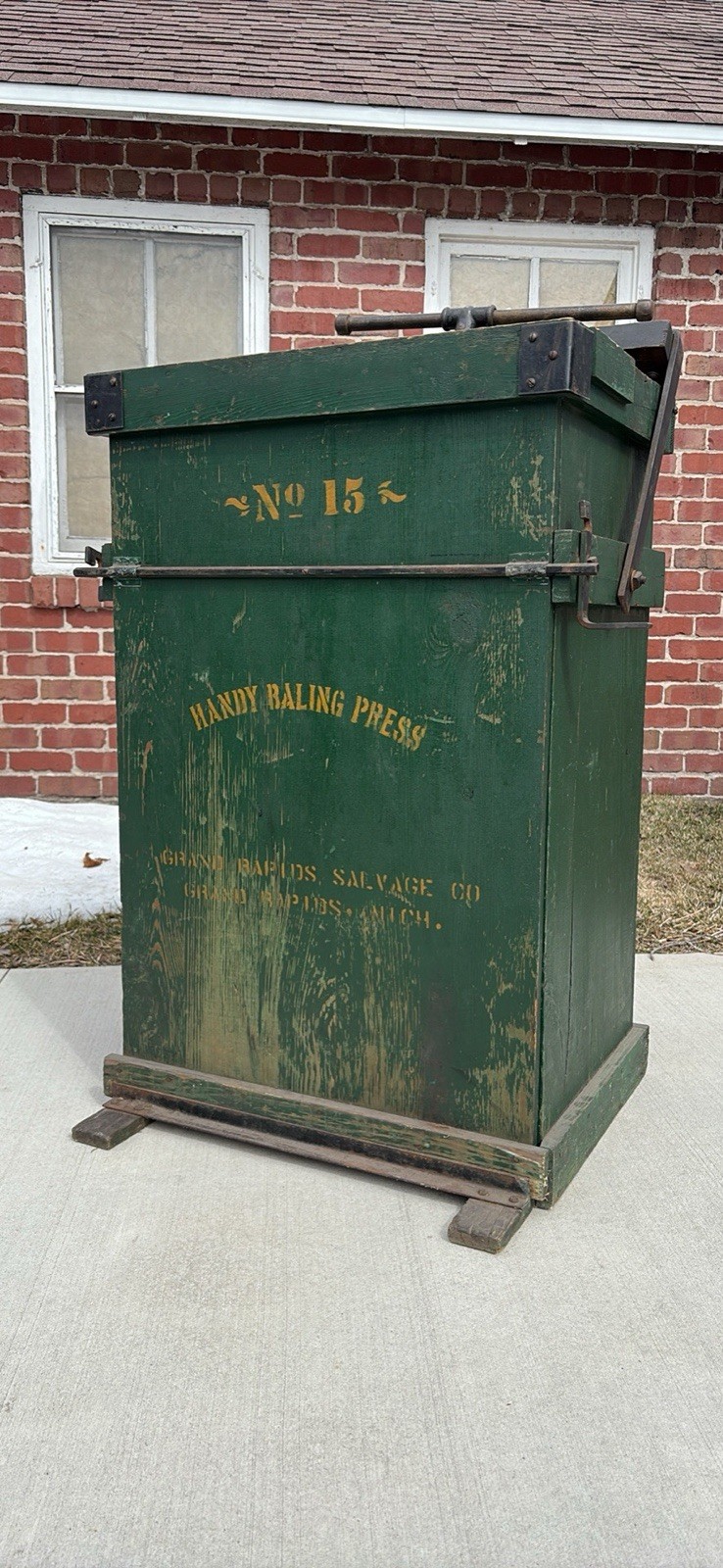 Antique Wooden Bailer Bin Bailing Press Grand Rapids Salvage Michigan Primitive
