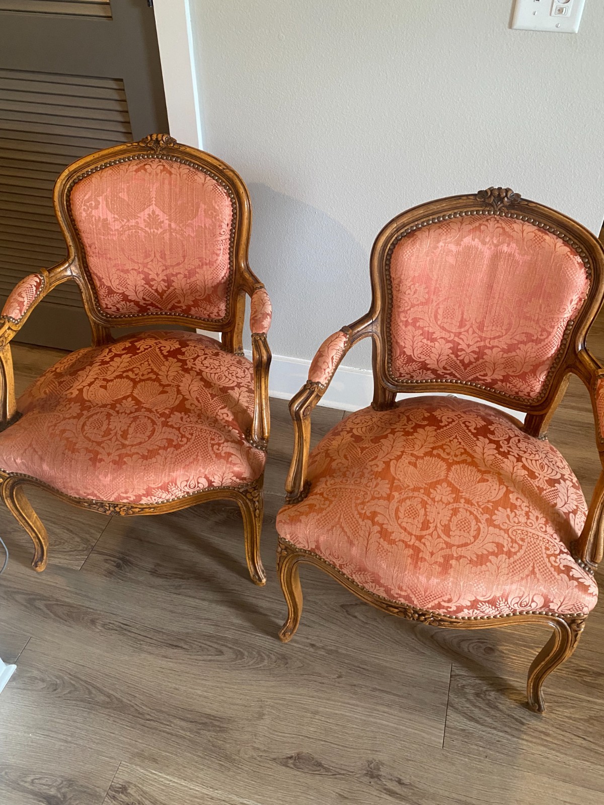 Pair of Vintage French Louis XV Bergère Armchairs (Set of 2) Made in France