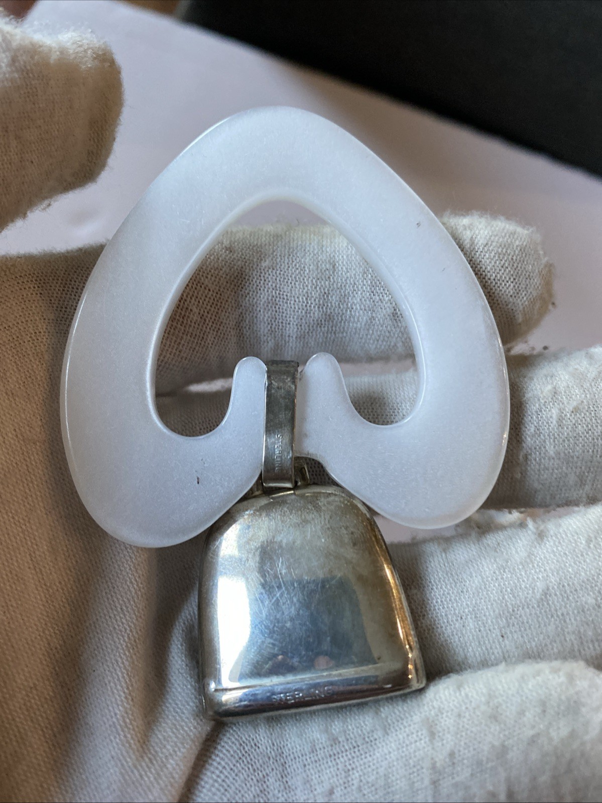 2 Vintage Sterling Silver Mother Goose Puppy Dog Teething Ring/Rattle