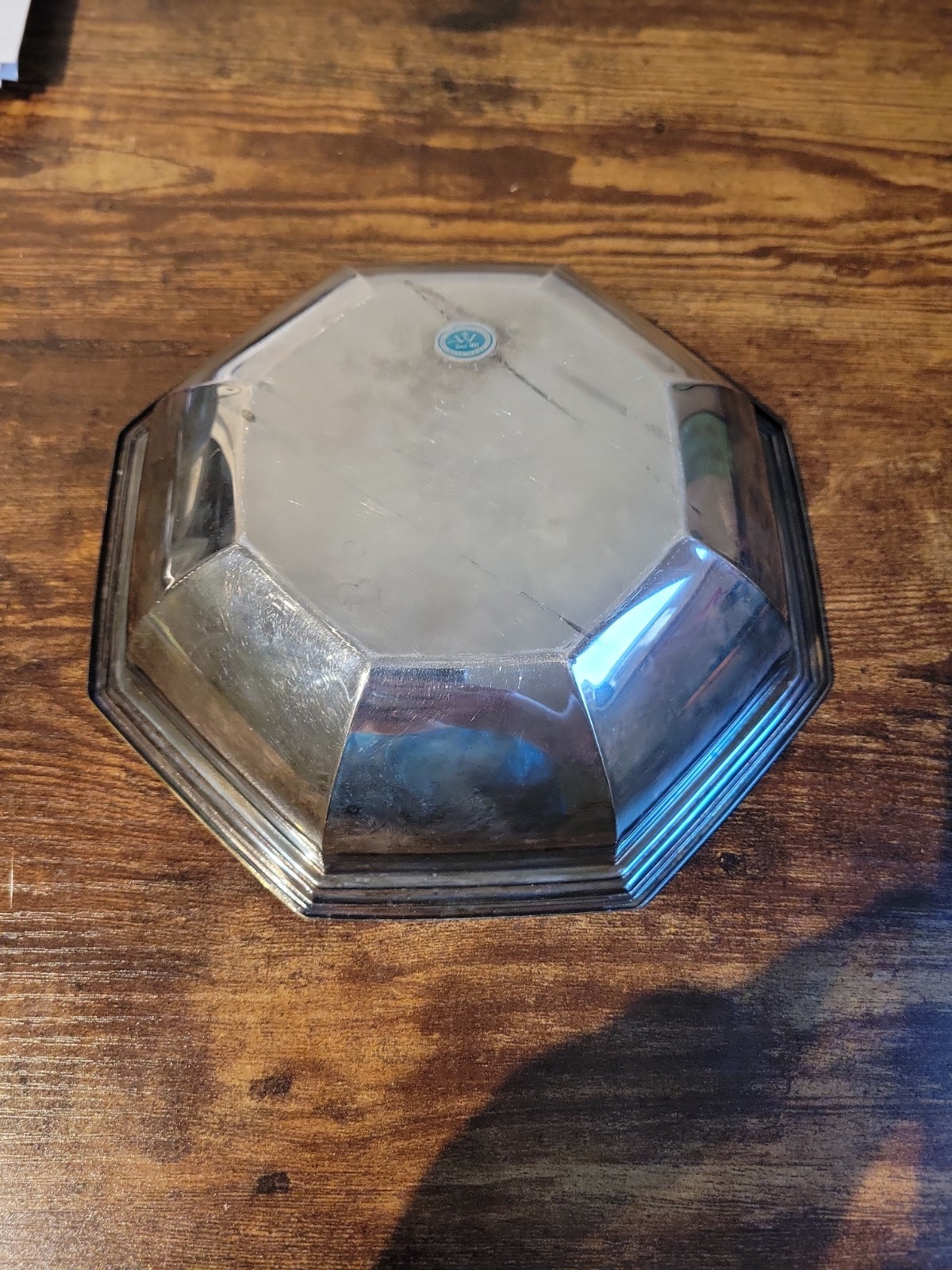 WALLACE SILVER OCTAGON BOWL CLASSICAL SERVICE ITEM 25 YEARS AWARD FRUIT FLORAL