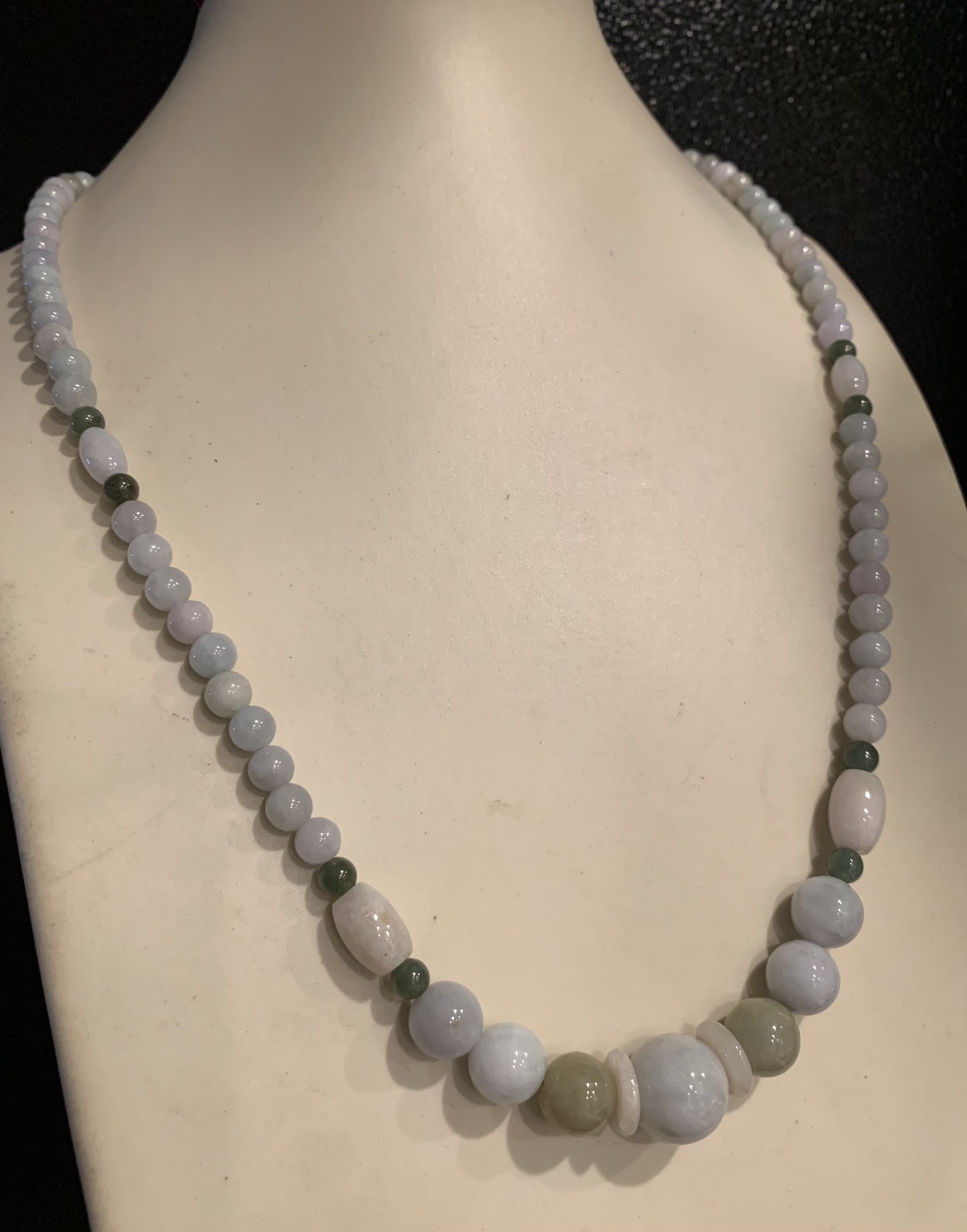 100% Natural Grade A Untreated Multi-Color Jadeite Jade Beads Necklace 22” J#003