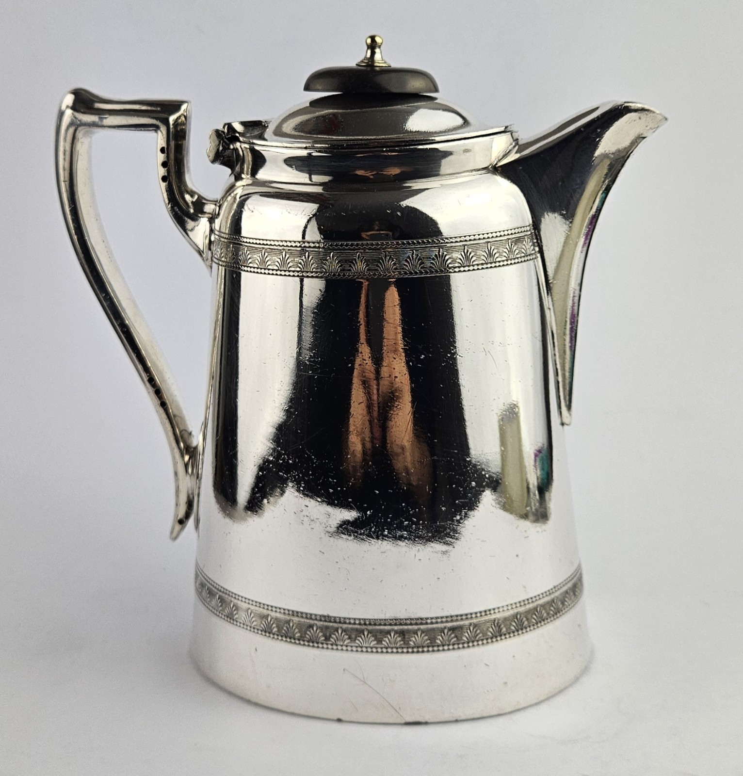 Victorian Silver Plated Coffee Pot, feat Decorative Engraved Bandin, Collectible