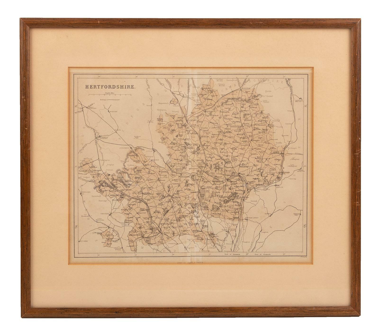 1860s Map – Hertsfordshire by James S. Virtue, London England