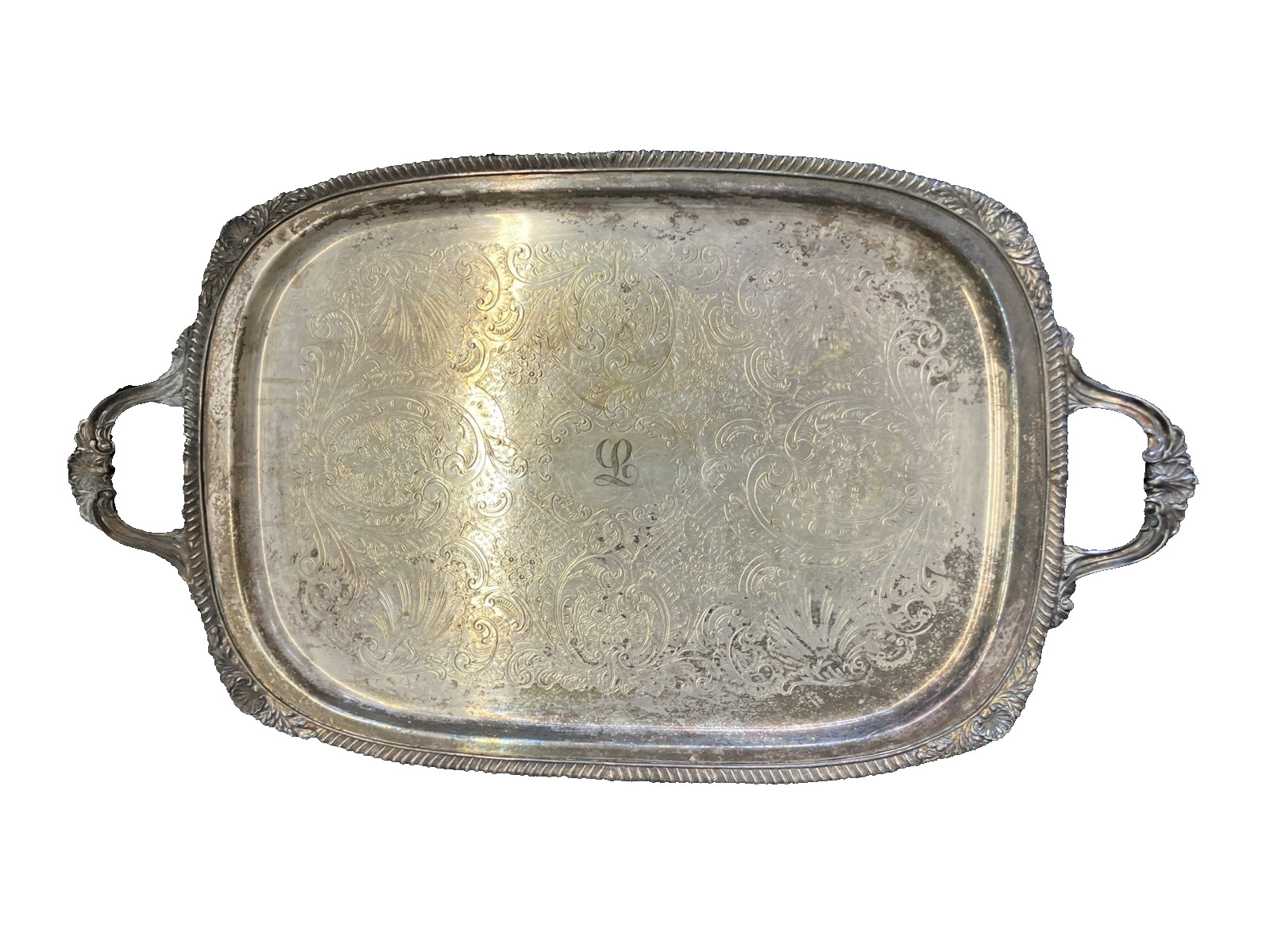 Antique F.B. Roger’s Silver Co. 1883 Silver Plated Tray Footed & Handles 7736