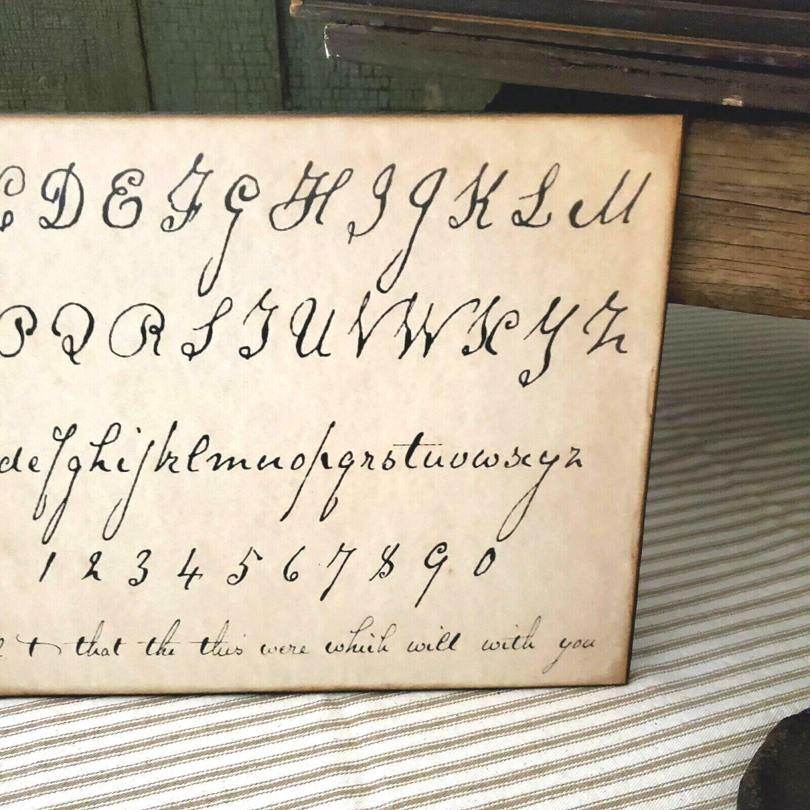 PERFECT DISPLAY VINTAGE PRIMITIVE COLONIAL STYLE ALPHABET OLD SCRIPT SCHOOL SIGN
