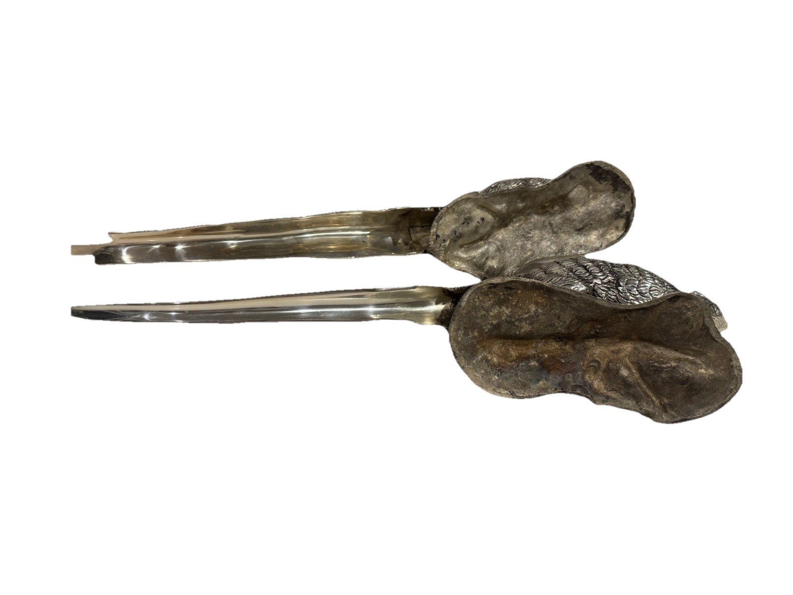 Pair Antique Victorian Silver Plated Bronze Pheasants Table Ornaments/Sculptures