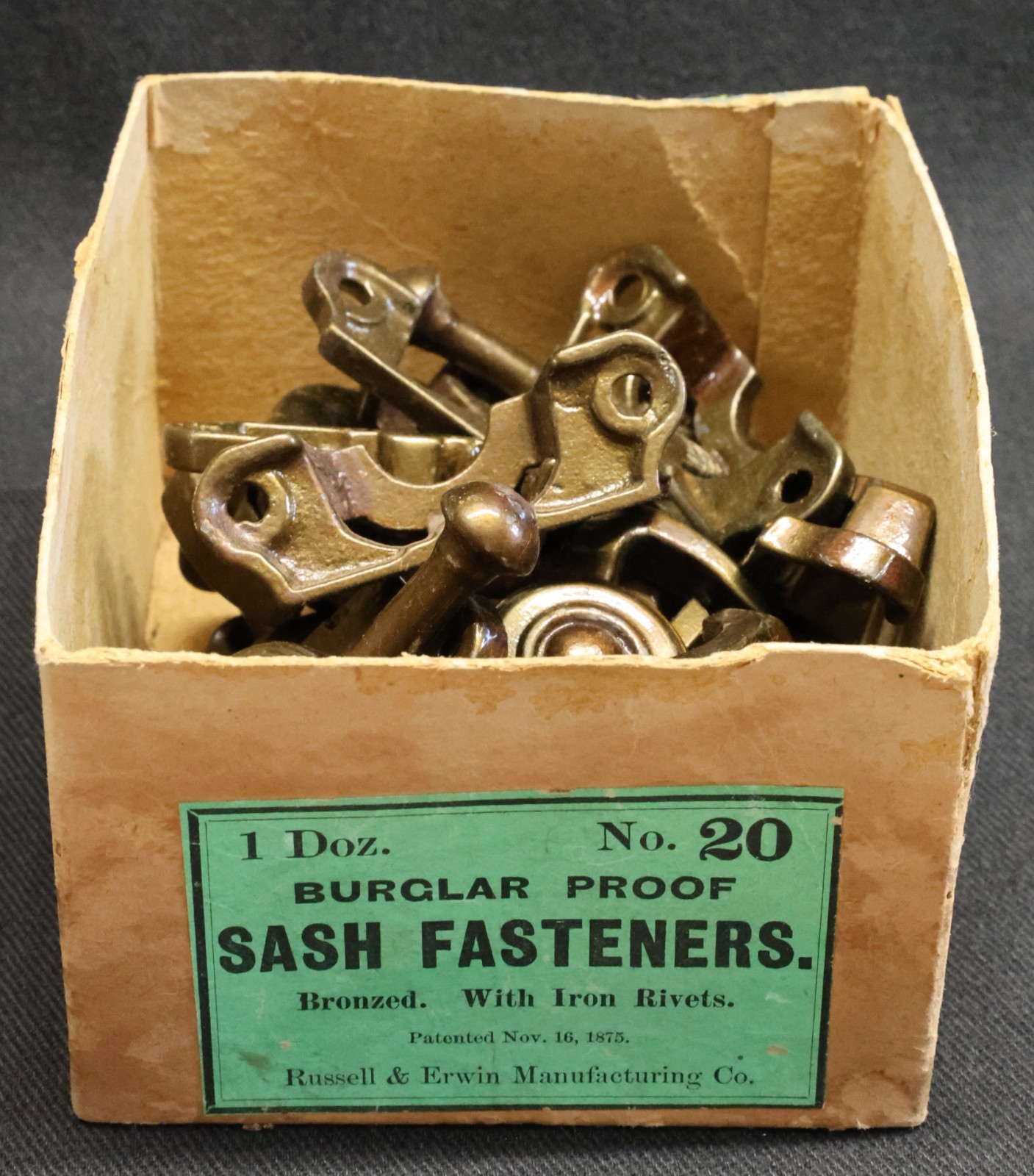 Lot of 6 Antique Cast Window Sash Fastners Locks w/ Original Hardware