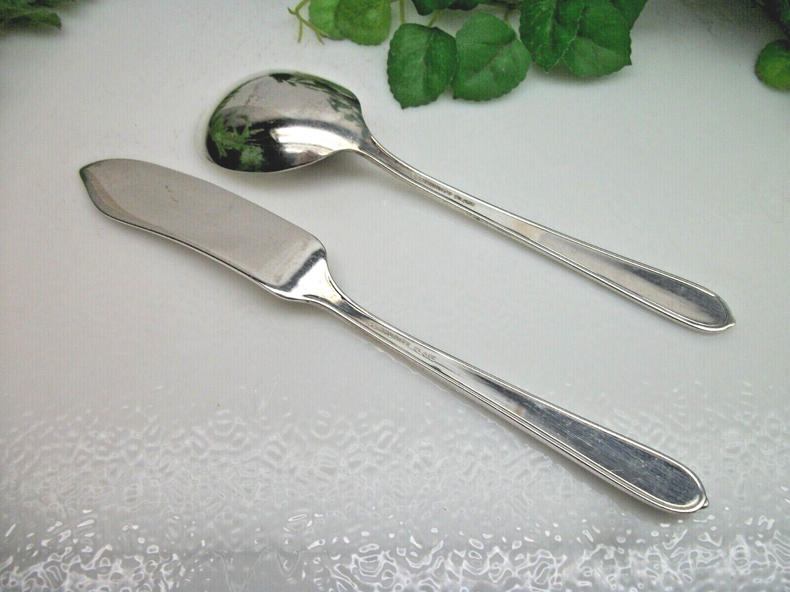 Oneida BERKLEY SQUARE Silverplate Master Butter Knife & Sugar Spoon 1935
