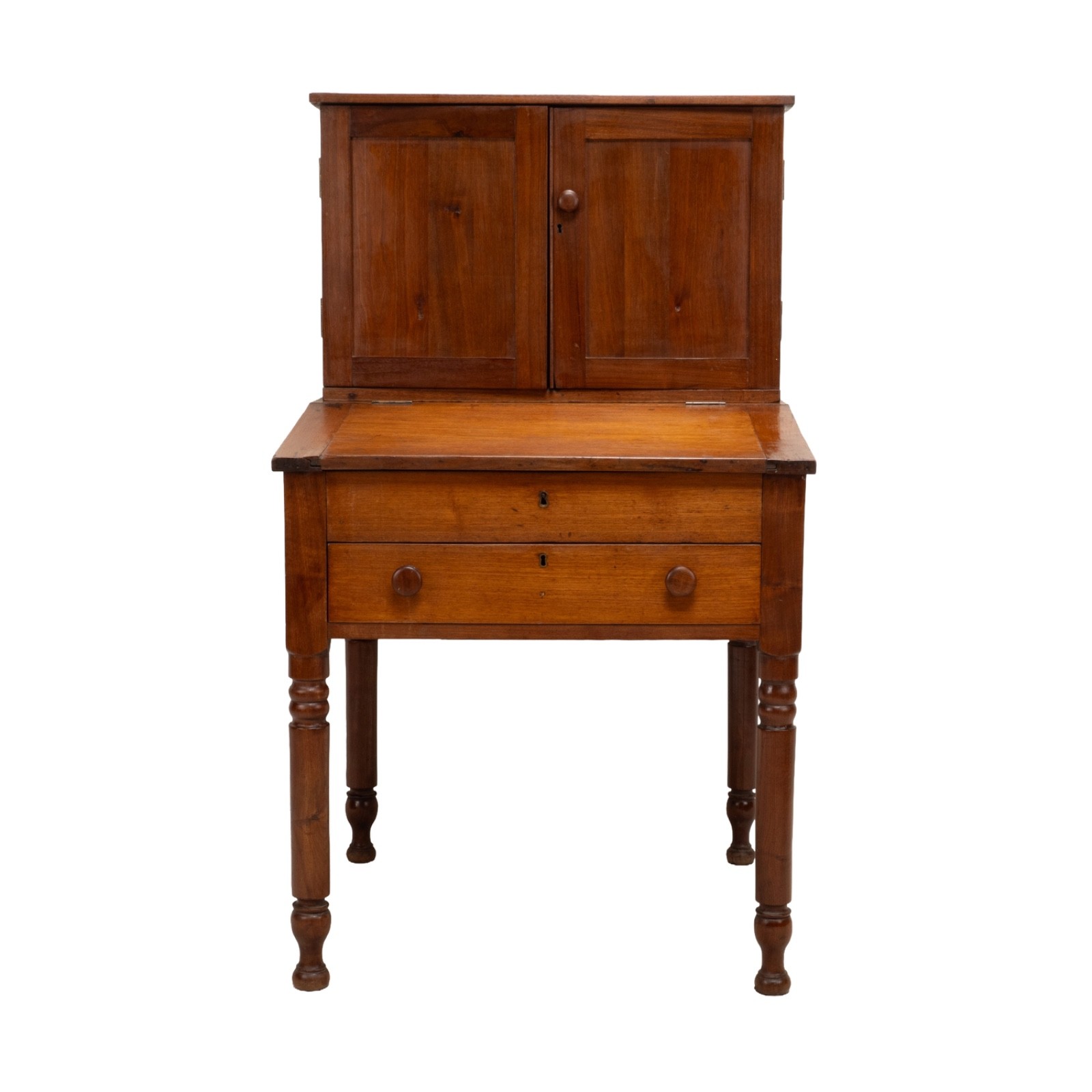 FINE ANTIQUE AMERICAN FEDERAL INLAID MAHOGANY SERPENTINE LADIES SECRETARY DESK