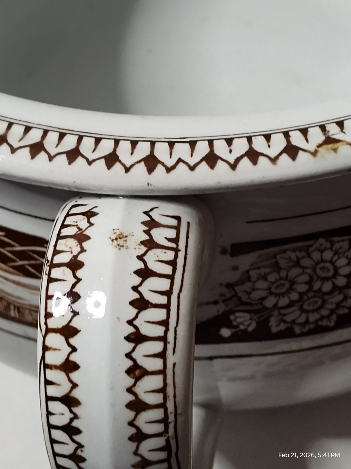 Antique 19c BWM & Co. Alexandra Pattern Chamber Pot From Staffordshire England