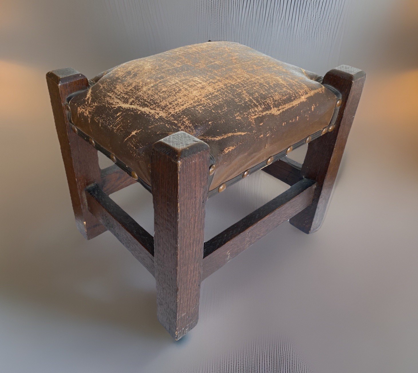 Antique Arts & Crafts Mission Oak Footstool 12″ Tall, 14-1/4″ Long, 11-1/2″ Deep