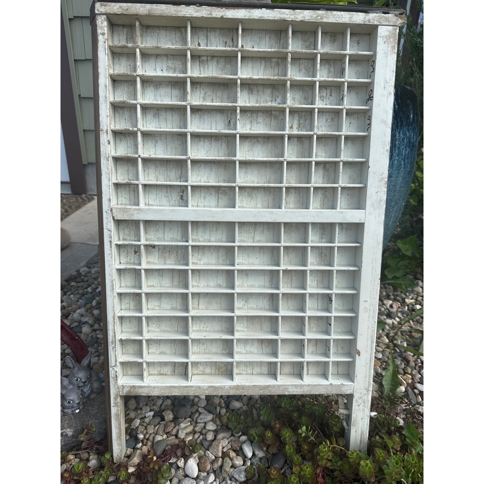 Vintage Ludlow Wood Typeset Drawer Standing Shadow Box Display Shelf White