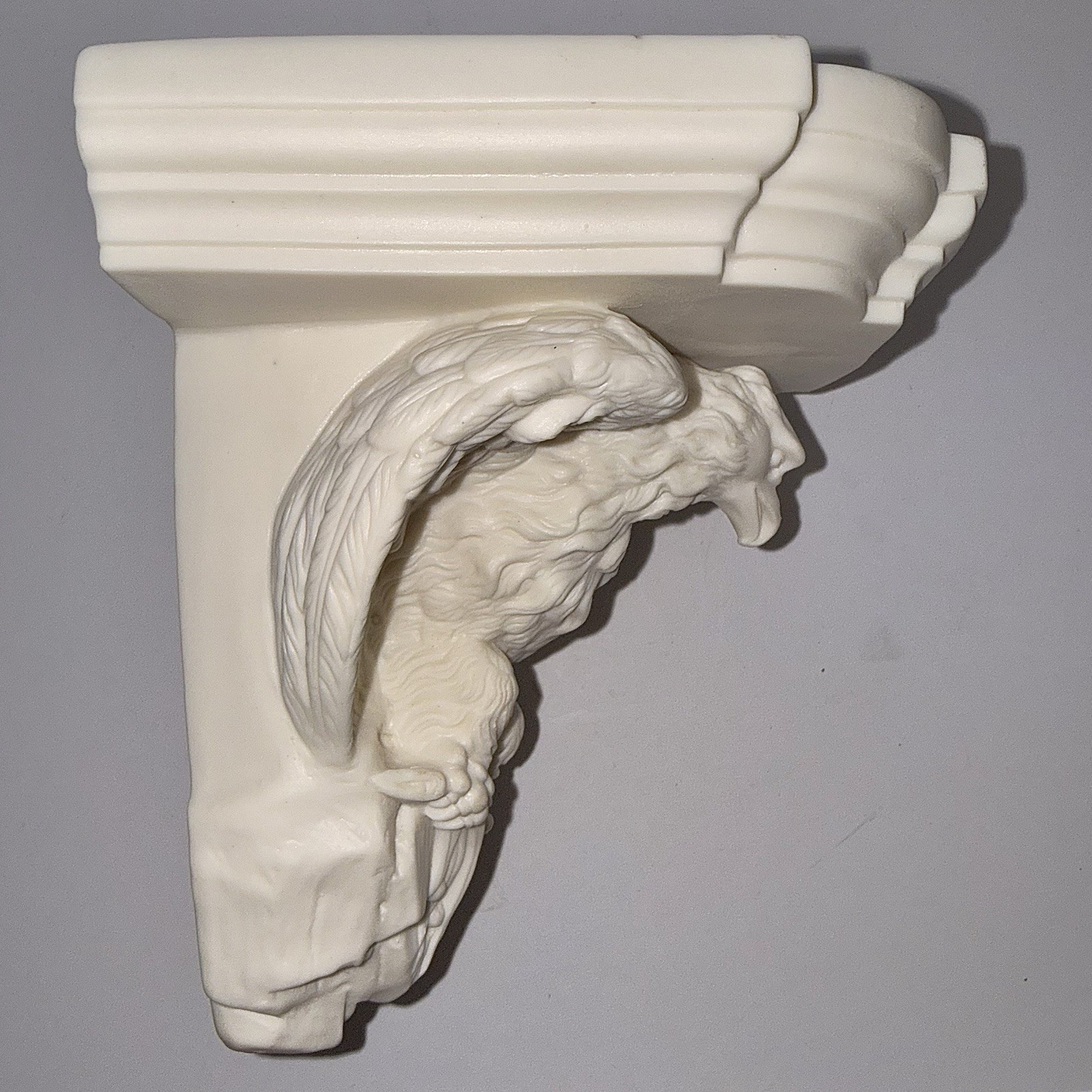 19th C. Parian Ware Eagle Wall Bracket Shelf, Victorian Oil Lamp Mount – Rare