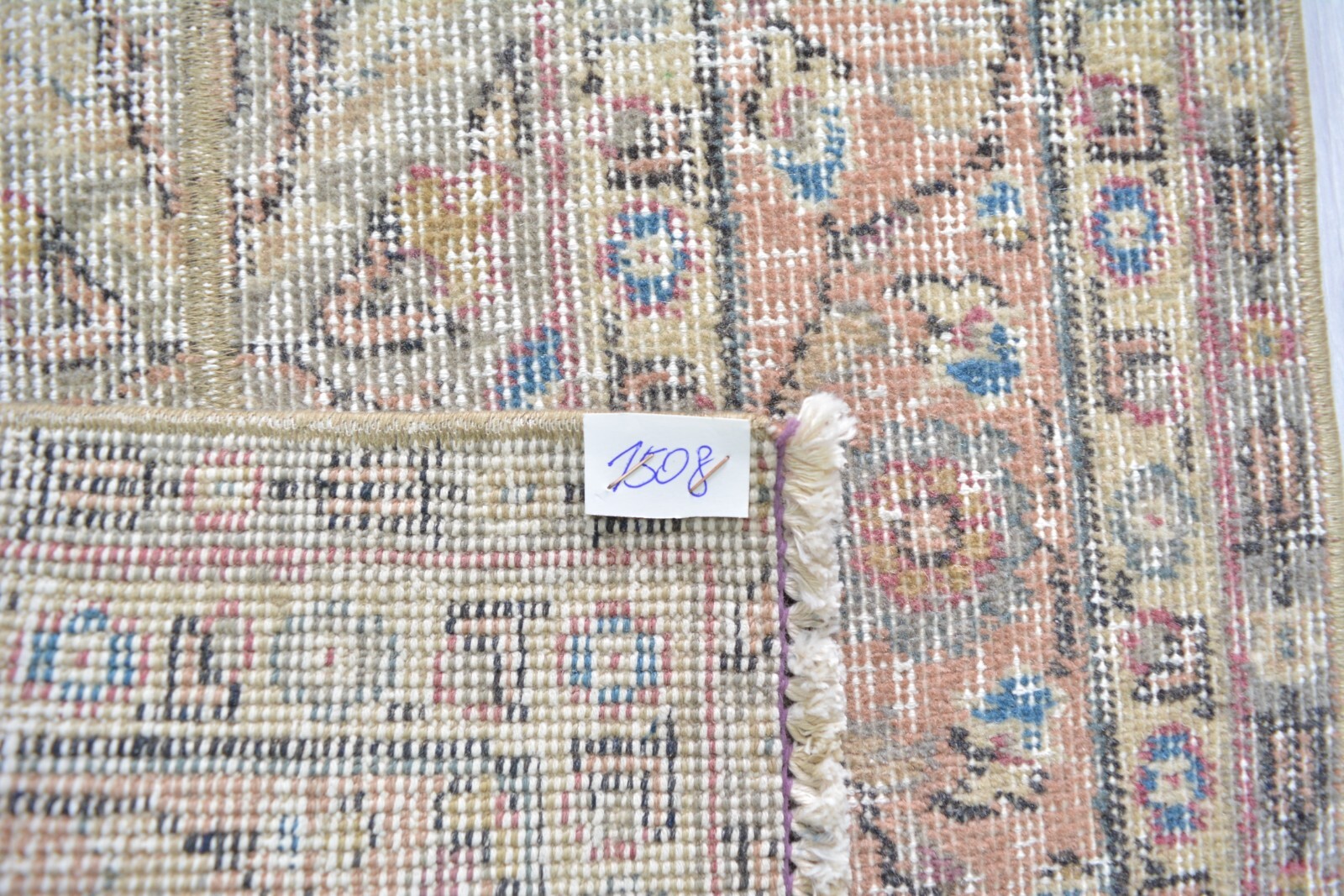 Colorful Handmade Patchwork Vintage Runner, 2×5.4ft, Faded Turkish Floral Runner