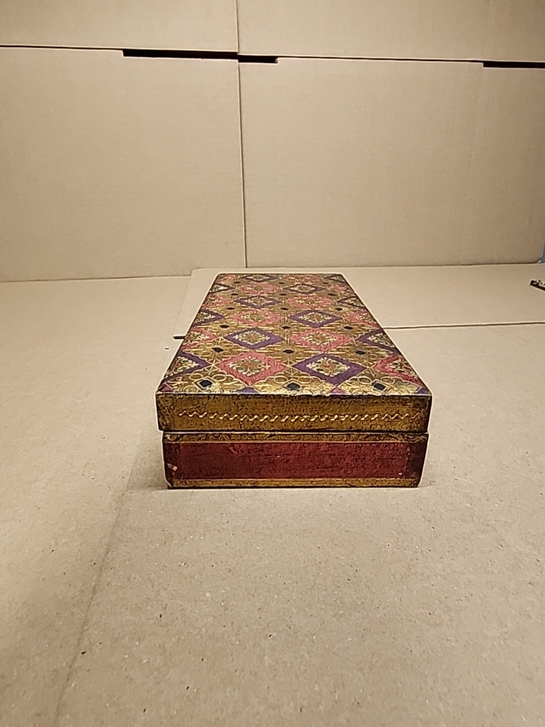 Vintage Wood Small Trinket Storage Box Rose Wood In The Garden.