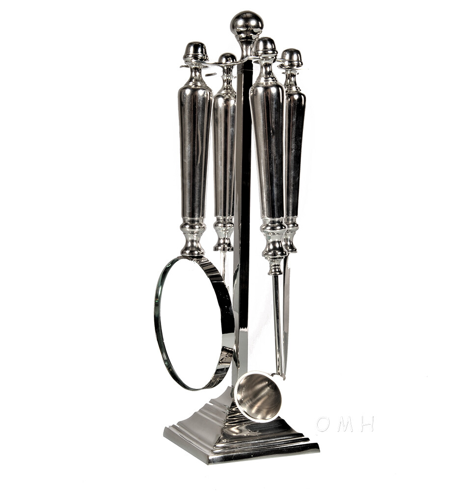 Set of 4 w/ Desk Stand Magnifying Glass, Letter & Bottle Opener, Candle Snuffer