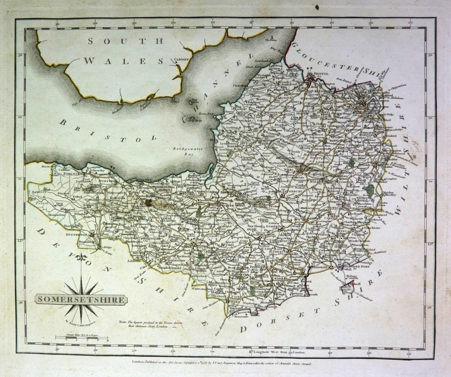 Antique map, Cary, Somersetshire ..