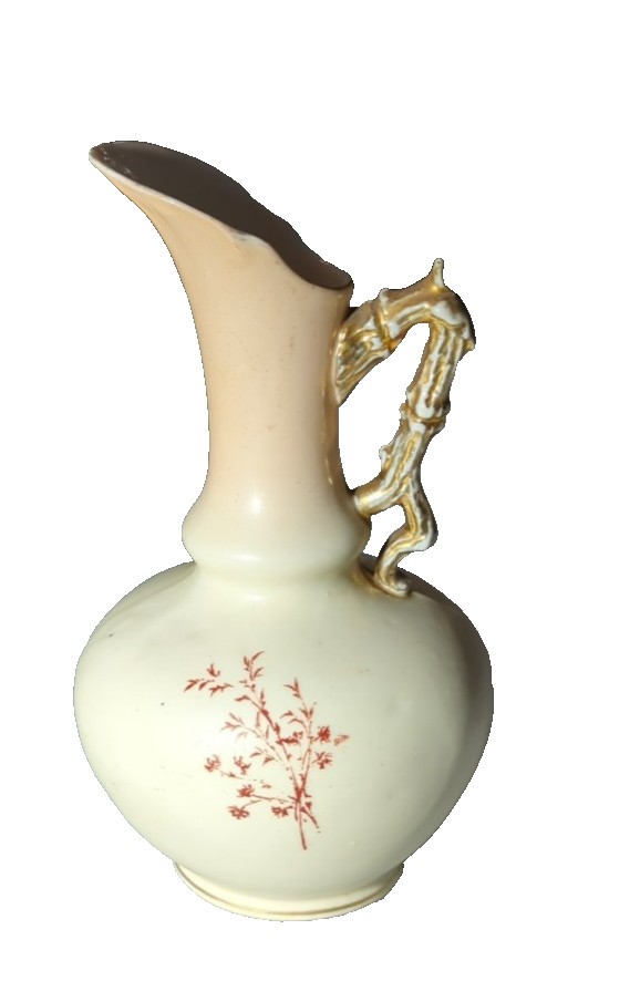Antique Porcelain Ewer Vase, Robert Hanke Style, Austria–Bohemia, Floral