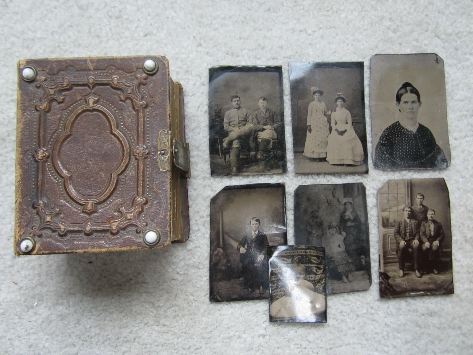 32 tintypes and antique family photo album circa 1880 *SEE BELOW*