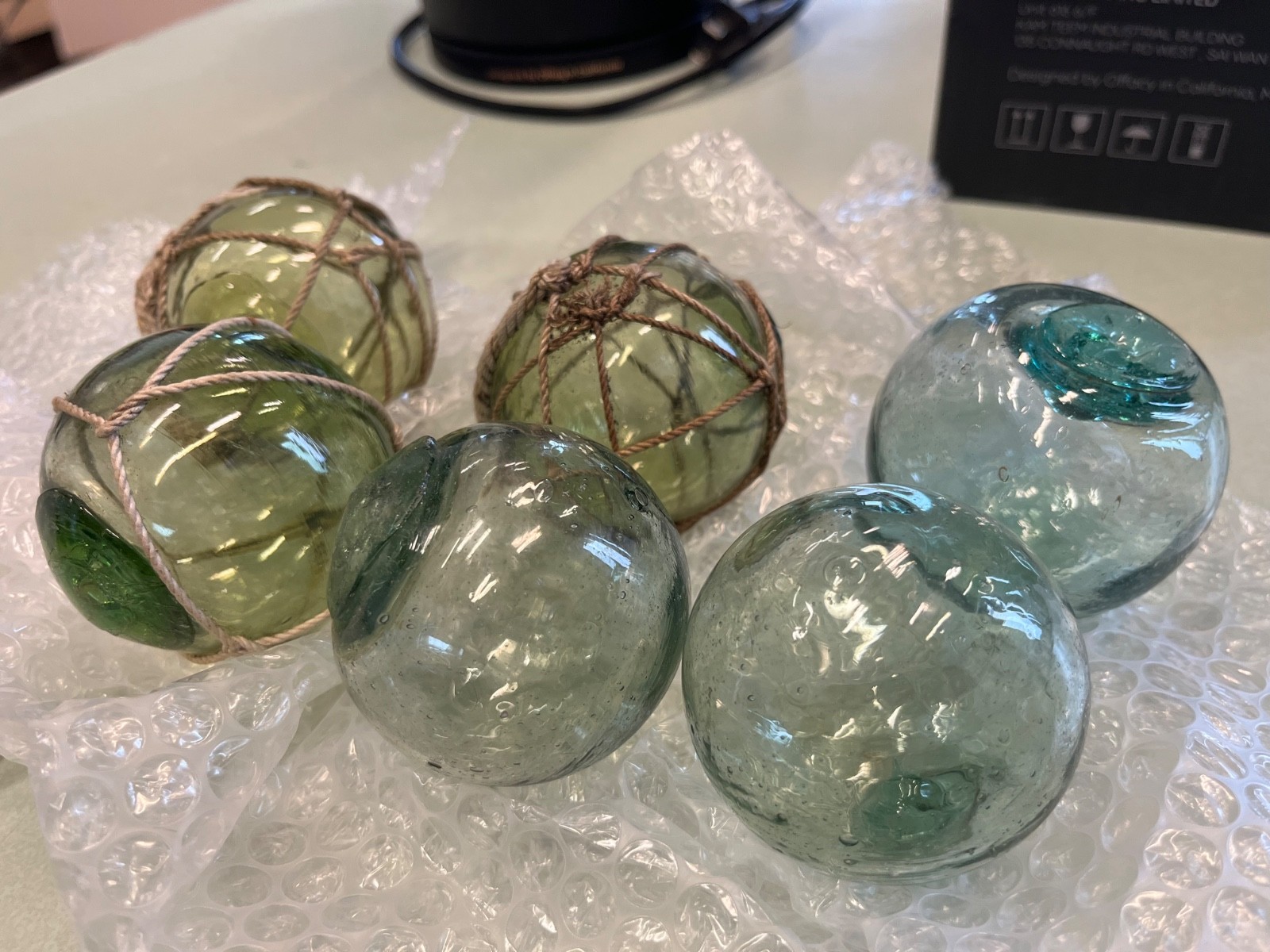 Antique Japanese Glass Fishing Float Buoy Hand Blown – LOT OF 6 – 2.5in