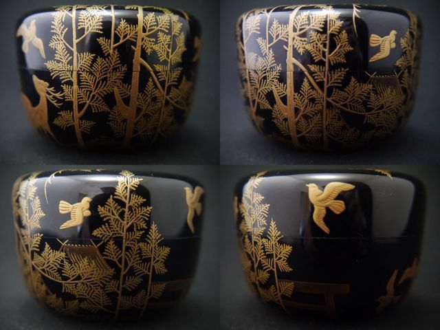 Japan Antique Lacquer Wooden Tea caddy makie Hira-Natsume SOTETSU NAKAMURA(1211)