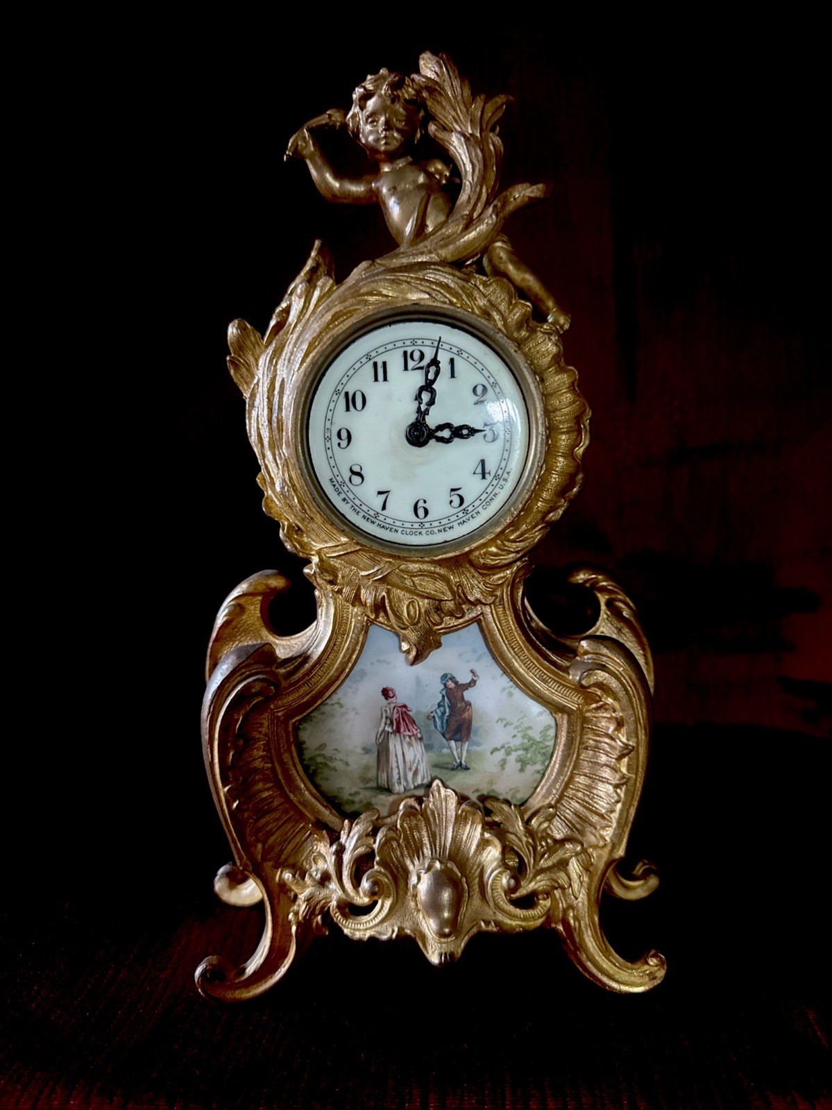Rare Working Antique: New Haven Rococo Revival Mantel Clock