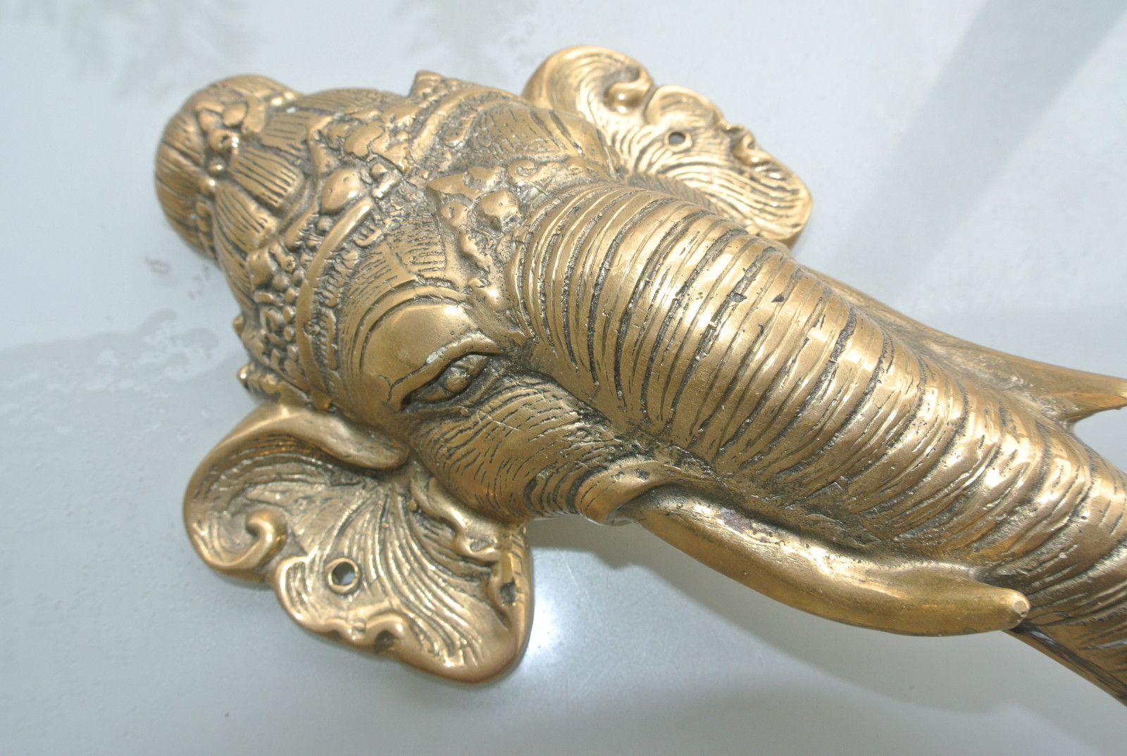 large Elephant DOOR PULL HANDLE 32 cm long solid natural BRASS trunk door 13″