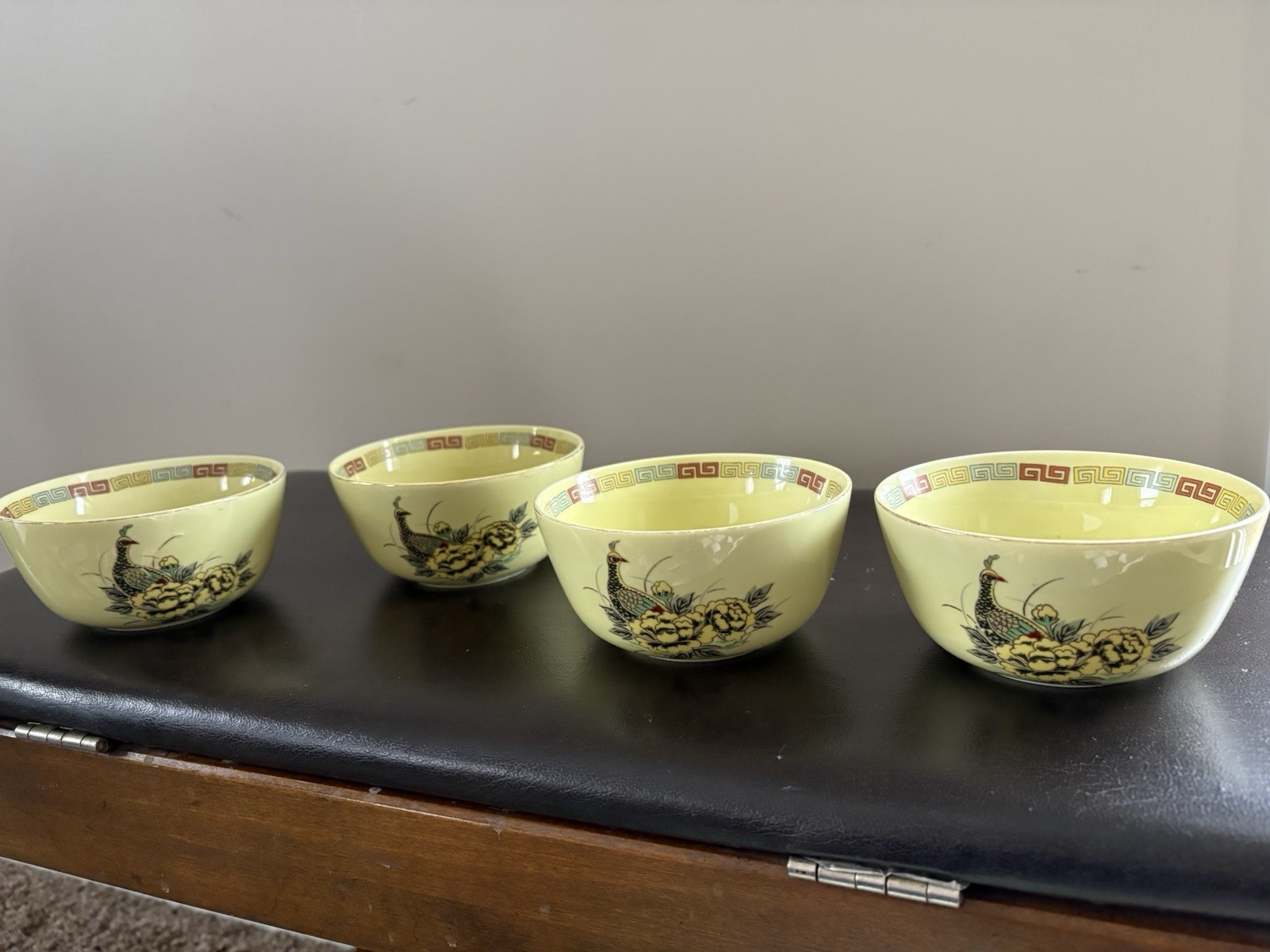 Antique Vintage Japanese Japan Porcelain Bowls Set Bowl Pheasant Birds
