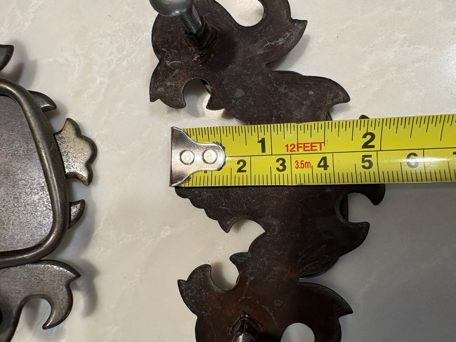 6 Brass Drawer Swing Handle Pulls Chippendale Batwing Antique Hardware