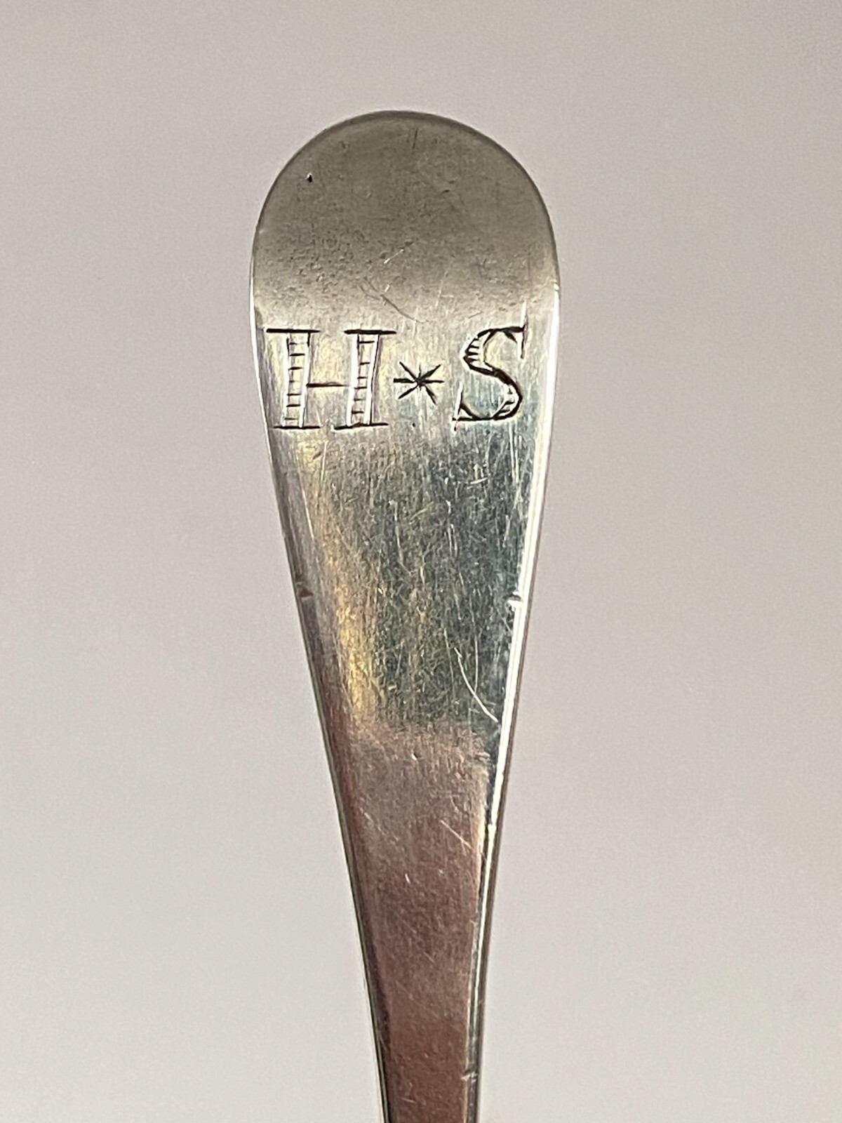 Antique 1787 Georgian Solid Silver Tea Spoons Monogram HS or SH Set 3