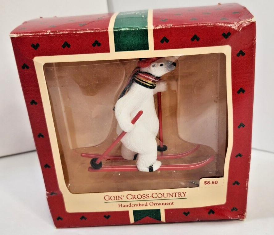 HALLMARK KEEPSAKE 1988 GOIN’ CROSS-COUNTRY POLAR BEAR ORNAMENT QX476-4