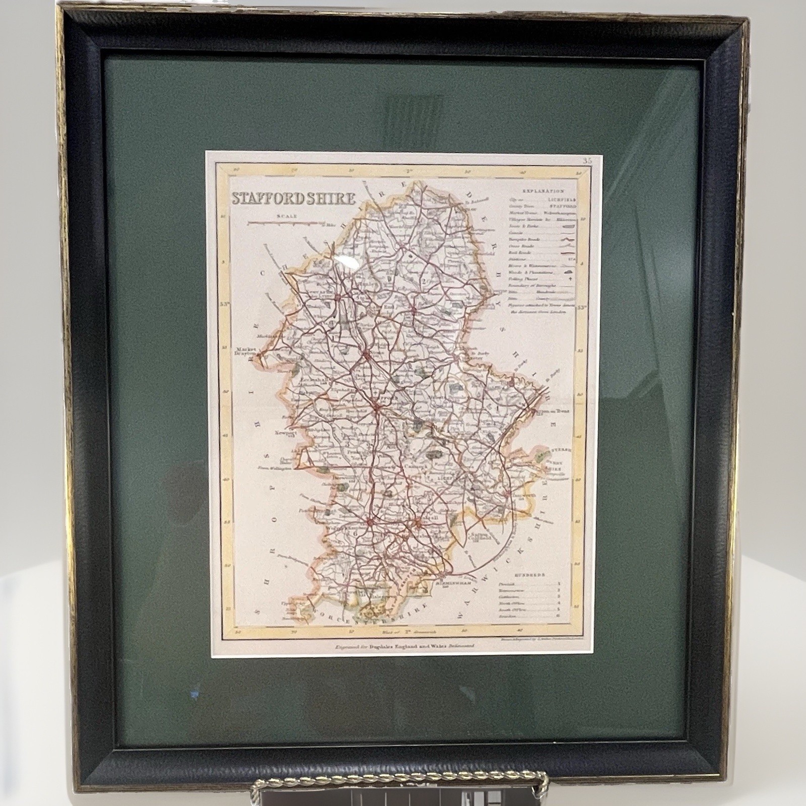 Antique 1845 Staffordshire Map Joshua Archer Engraving High Quality Frame Rare