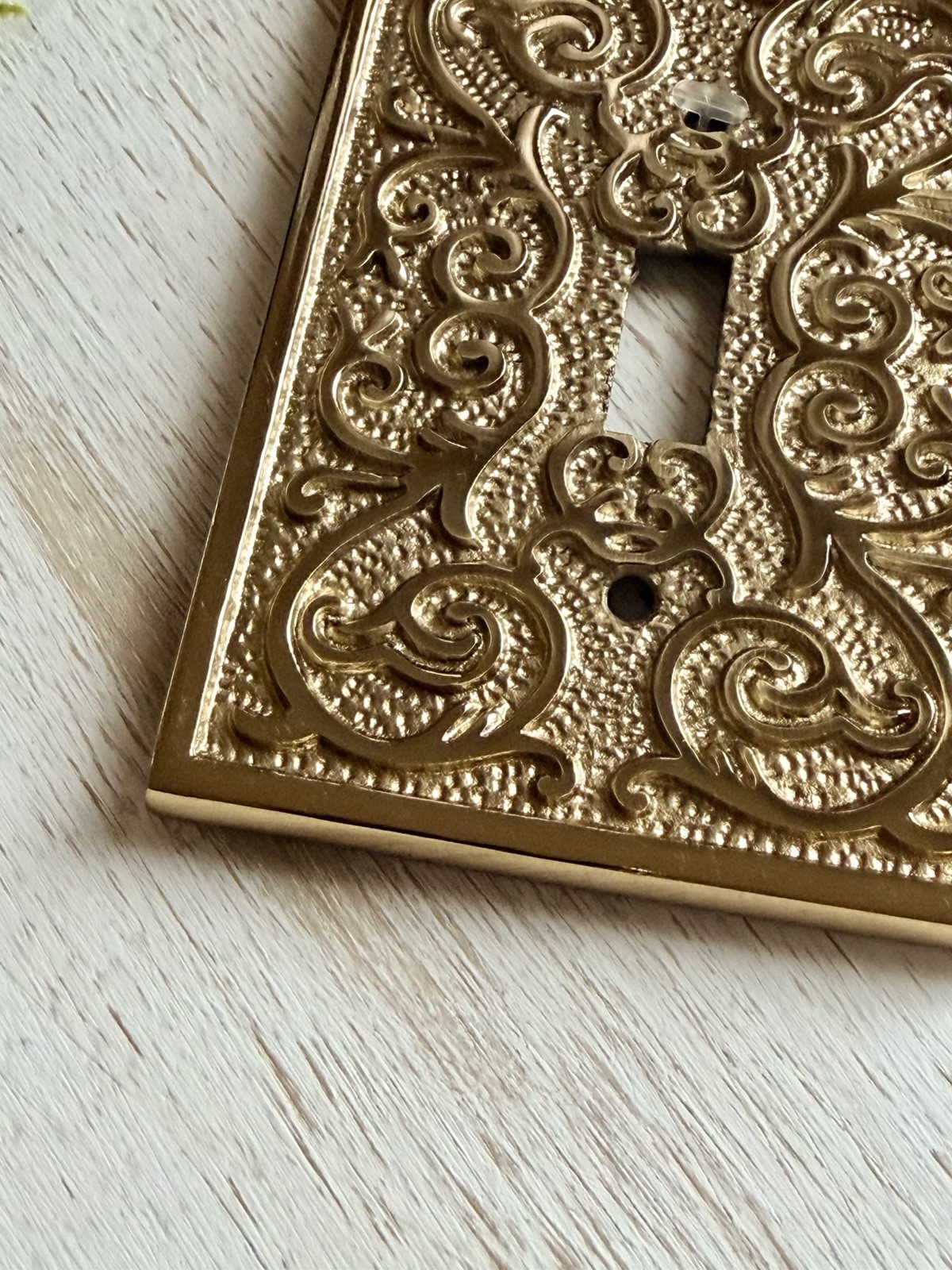 Ornate Gold Metal Scoll Design Single Switch Plate Vintage Design 4.69”X 3.44”