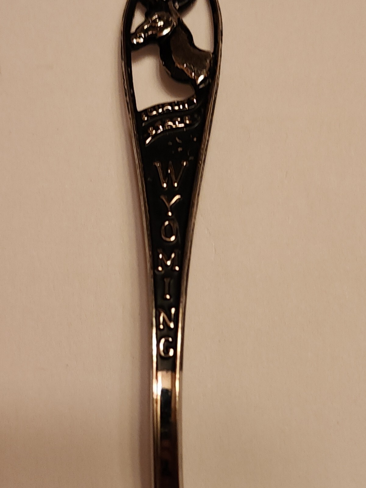 🇺🇸❤️💥 Vintage SILVER Spoon U.S.A. STATES WYOMING EQUALITY STATE DIE CUT MINT