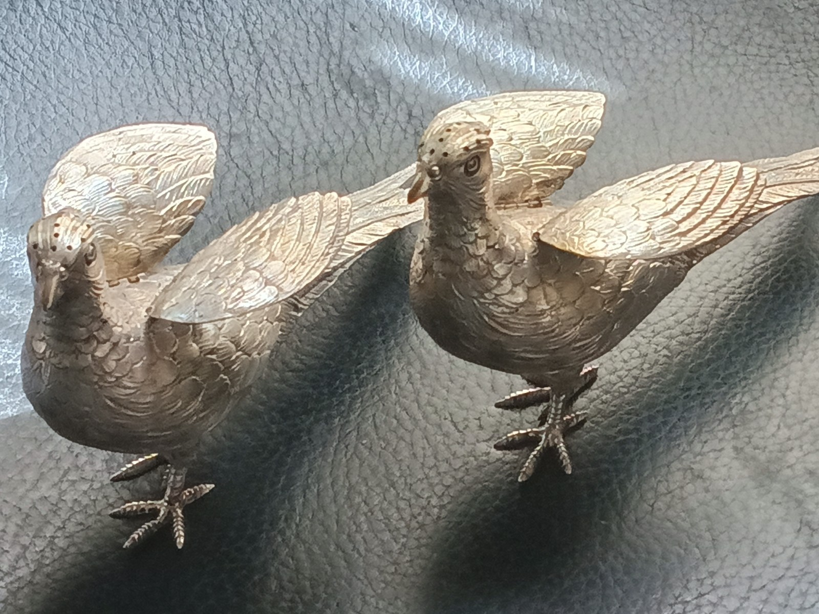 Antique Pair of German 800 Silver Pheasant Salt & Pepper Shakers