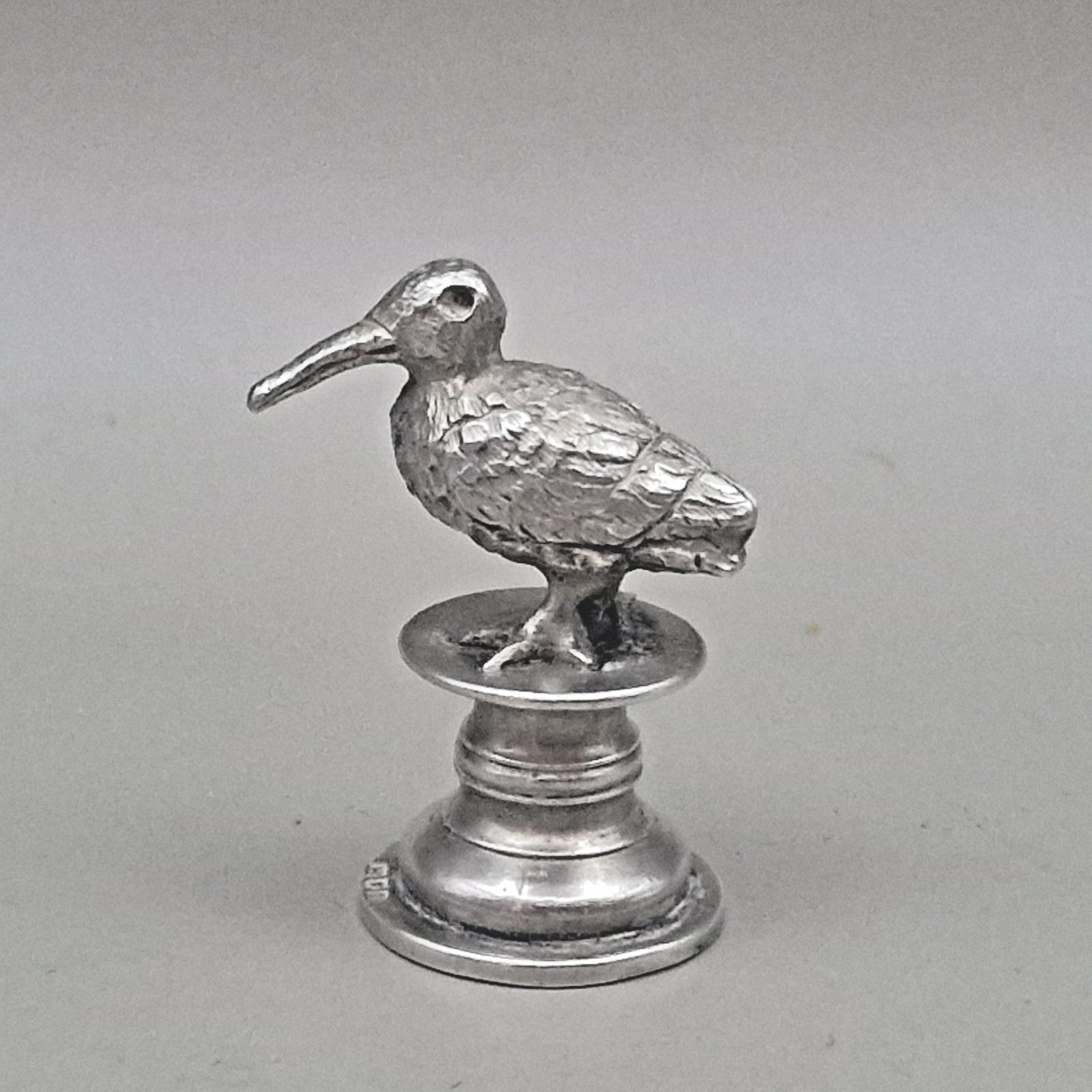 Solid Silver Miniature Woodcock Figurine Card Place Holder John C. Vickery 1906