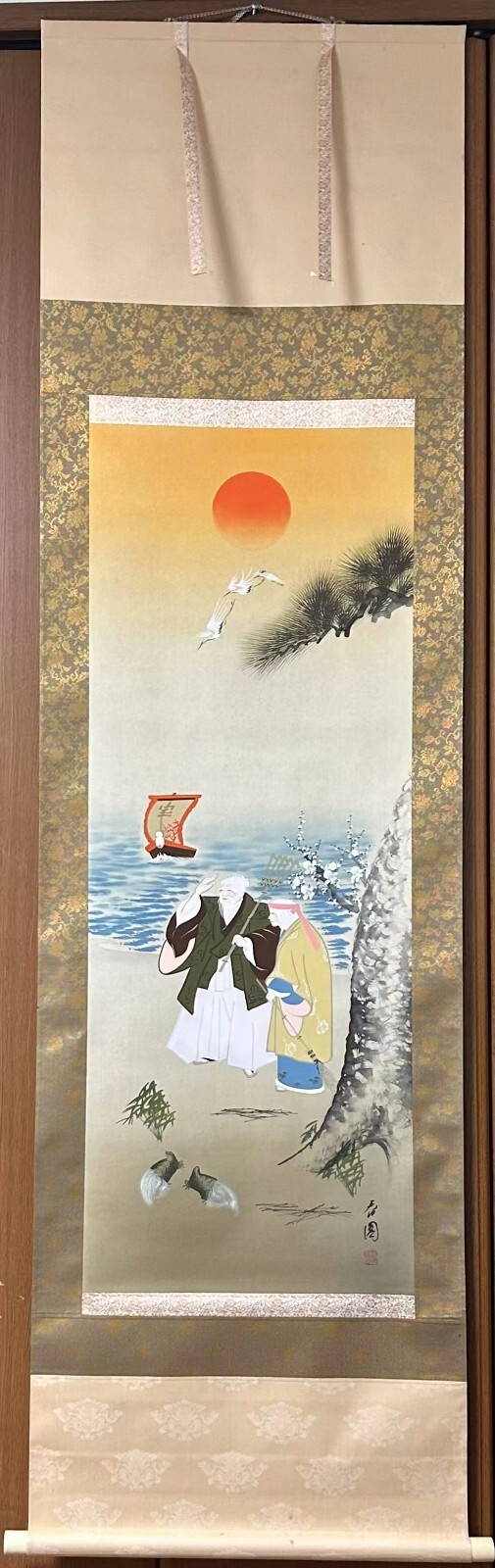 Japanese hanging scroll，Hand Painting, Showa Period#Z1616