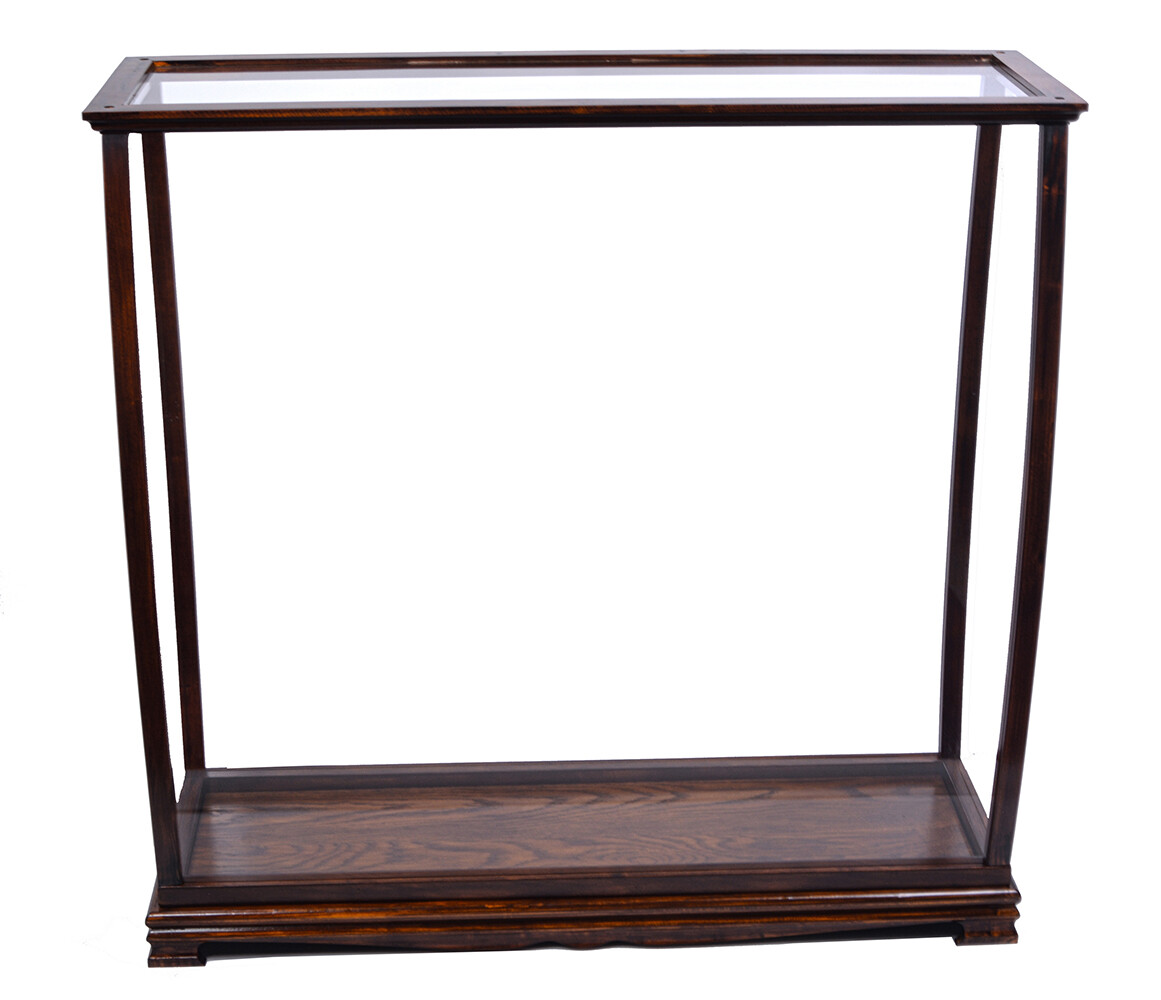 Brown Large Tall Ship Model Display Case 40″ Table Top Wood & Plexiglass Cabinet