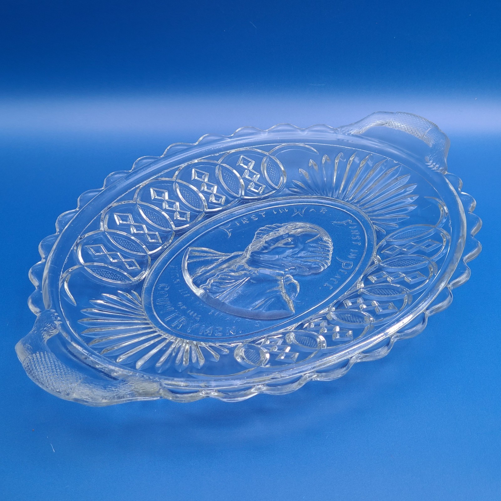 Antique EAPG Gillinder Centennial Bread Plate George Washington 12″ FREE SHIP