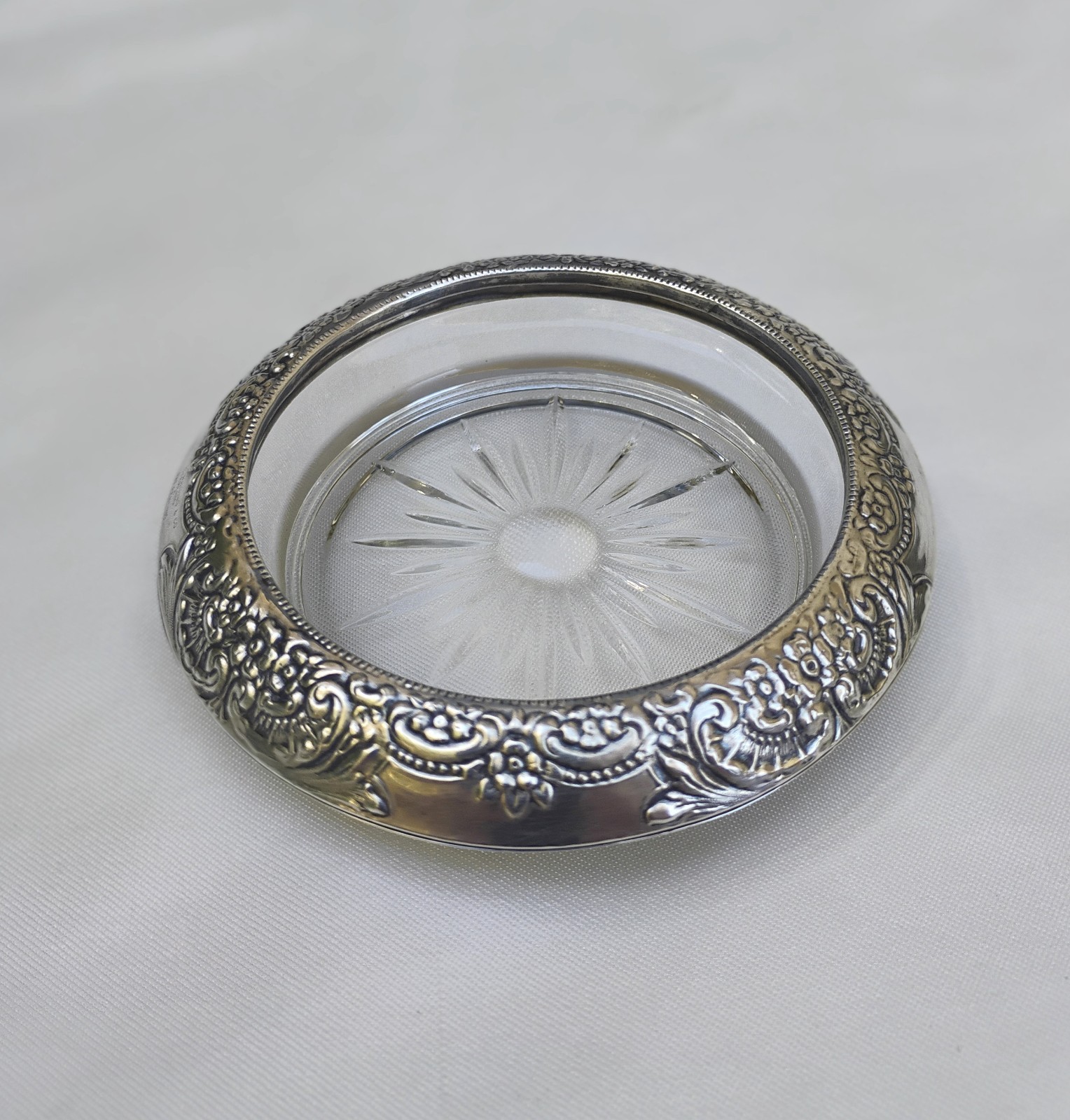 Frank M. Whiting & Co. Sterling Silver 925 & Glass Coaster or Ashtray